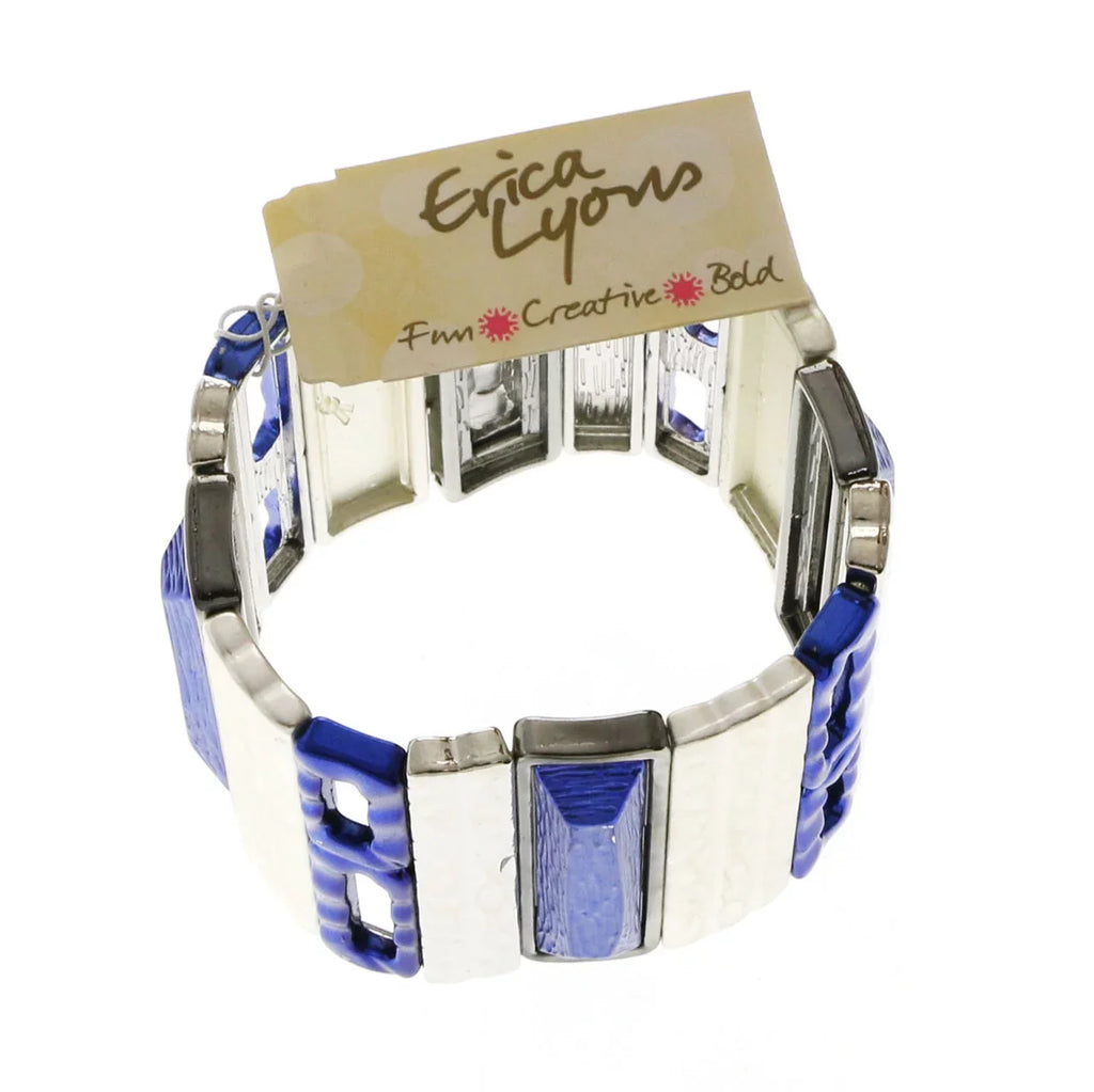 Blue Erica Stretch-Bracelet & Designer Lyons Silver-Tone