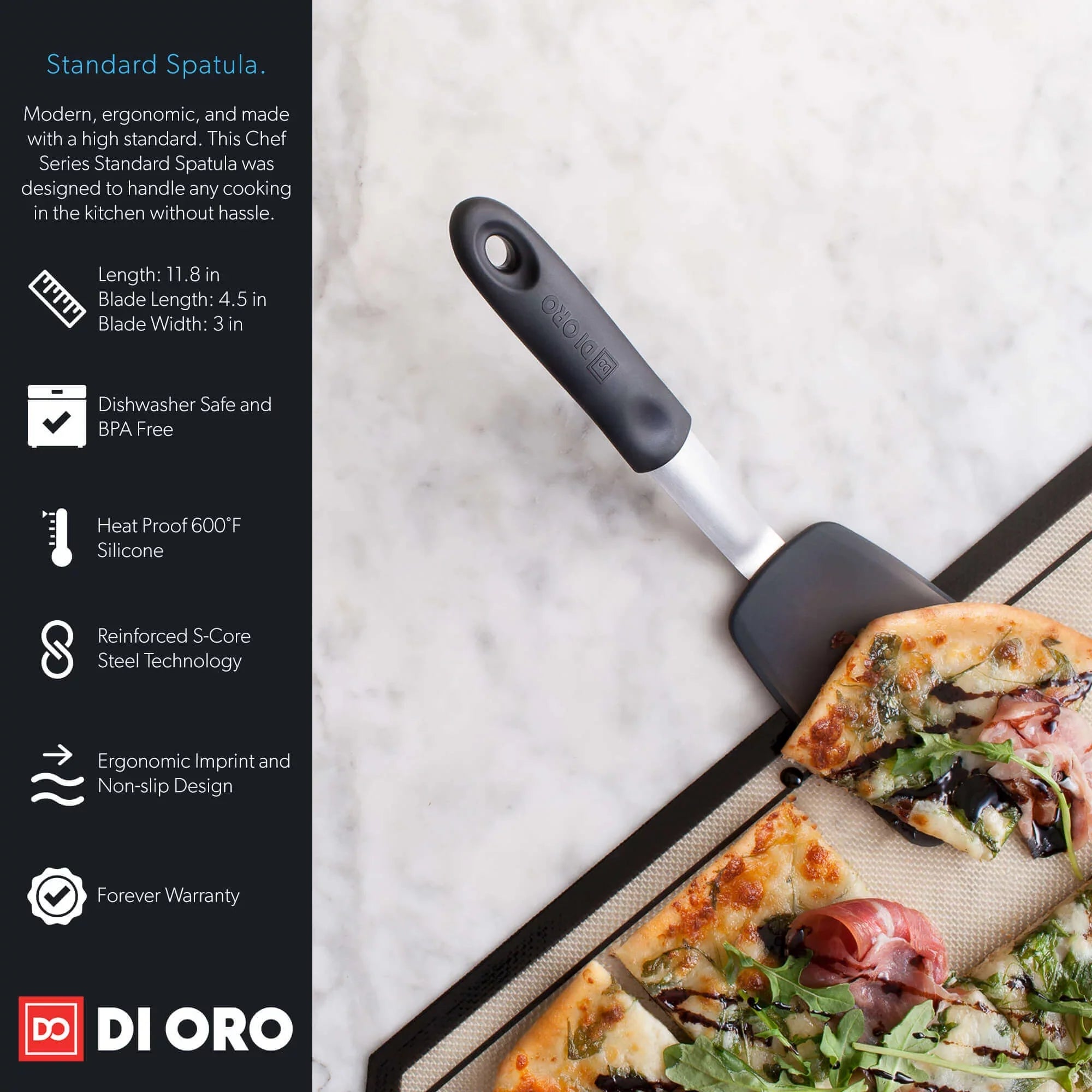 Oro Silicone Kitchen Di Chef Heat Standard Resistant Flexible Series - Spatula 600F Rubber Spatula Turner