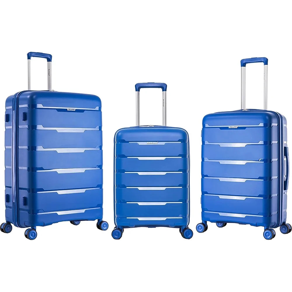 Luggage, 19", 27"- 23", Spinner Hardside Pasadena (Open Rockland Wheel Blue, Box)