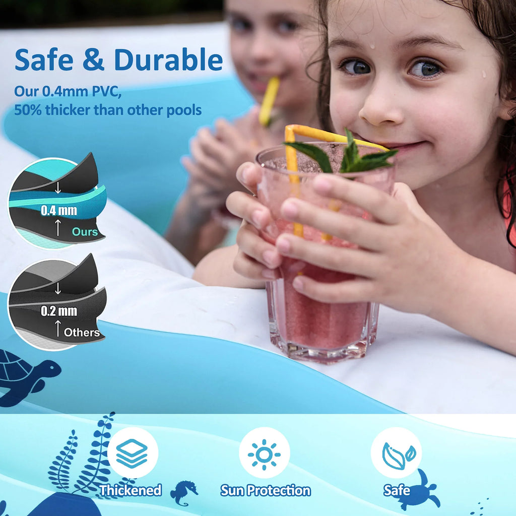 for x Adults, Sized 20'' Full Pool and x - 76'' Thickened Sebor Kids Pool Swimming and Sprinkler - Above Fun Garden, and Design for Seat with Ground Outdoor 10.3Ft Backyard, Inflatable Family,