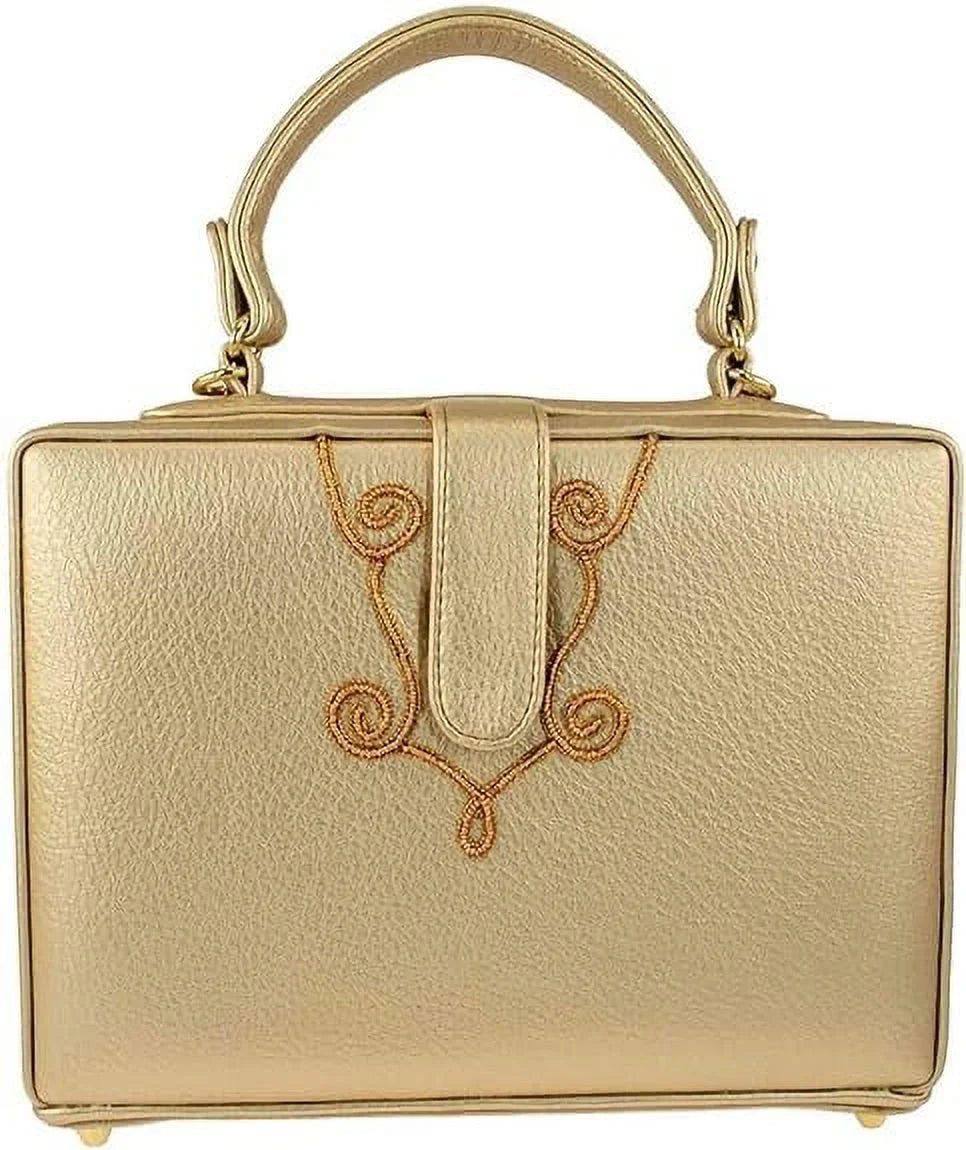Handbag, Song Carols Frances Gold Christmas Book Handle Top Beaded Mary