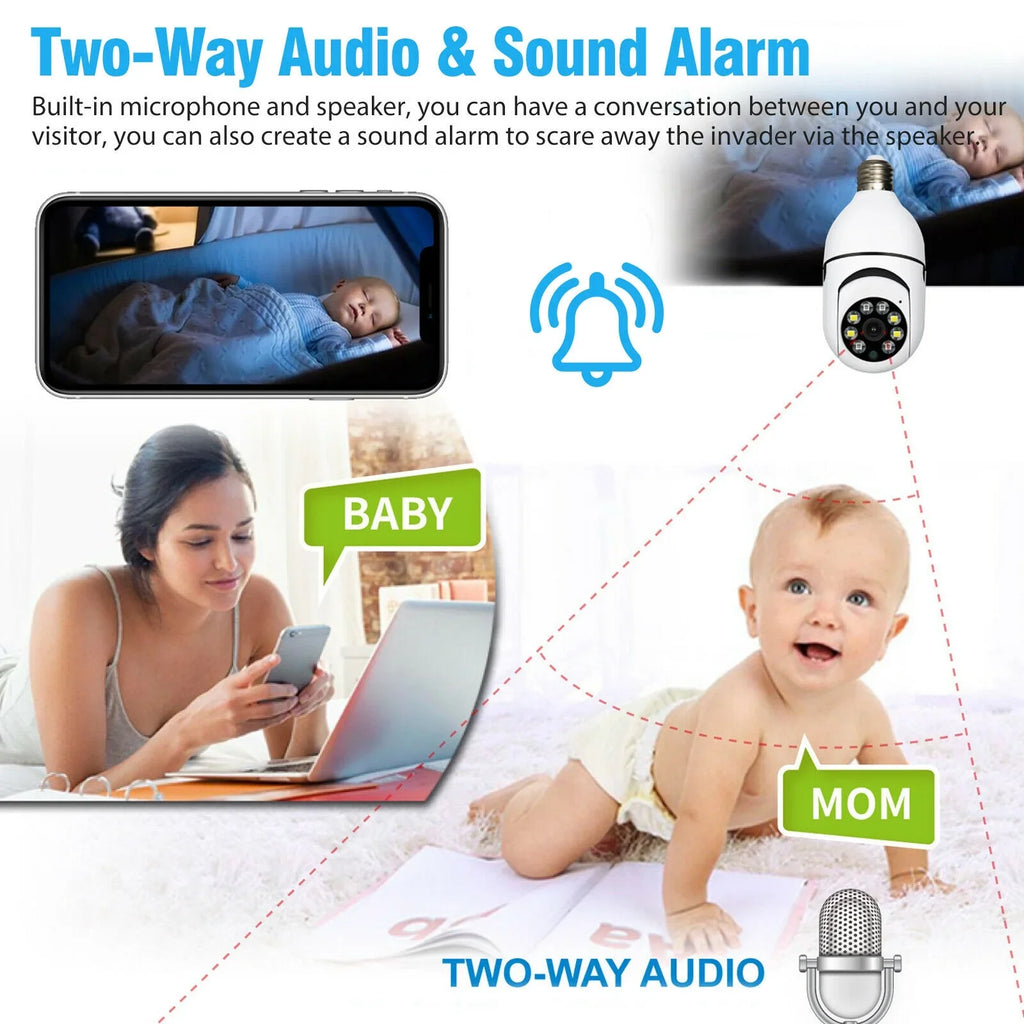 Bulb Camera Security H-Party HD Outdoor, Cameras, Light 2.4G Wide 5G Night Toner Security Pack 360¡ã 1080P Camera, 4 Security, & Cameras Home Security Outdoor Wireless for Wifi Vision Viewing,