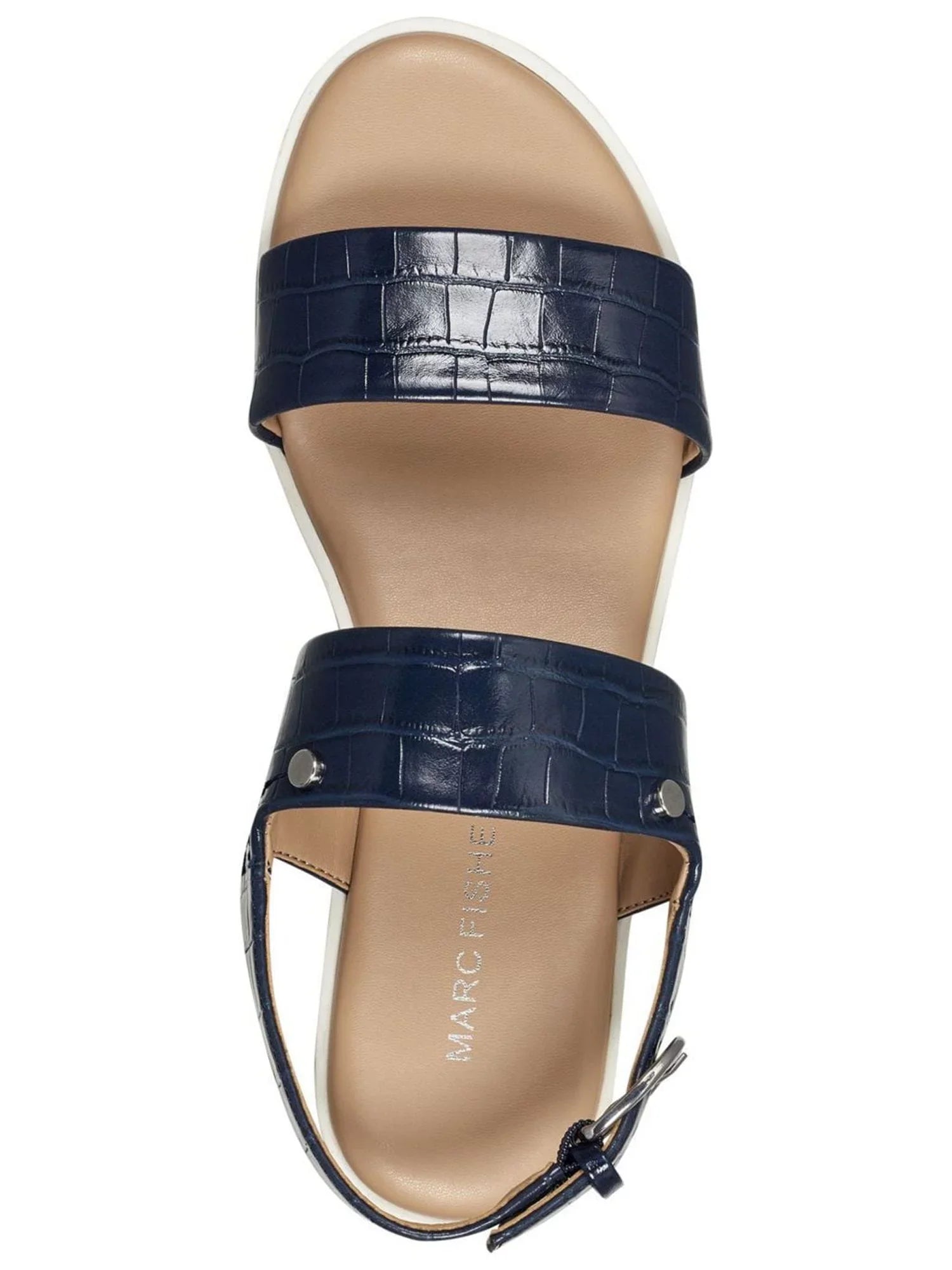 Buckle Demi Toe Gordy MARC Platform Almond Media Blue 1" Sandals 8.5 FISHER Mixed Wedge Womens Shoes M