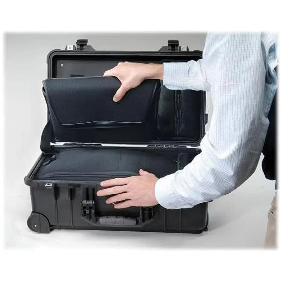 Black 1510LOC Wheels, TSA Overnight Case Laptop Watertight with Hard