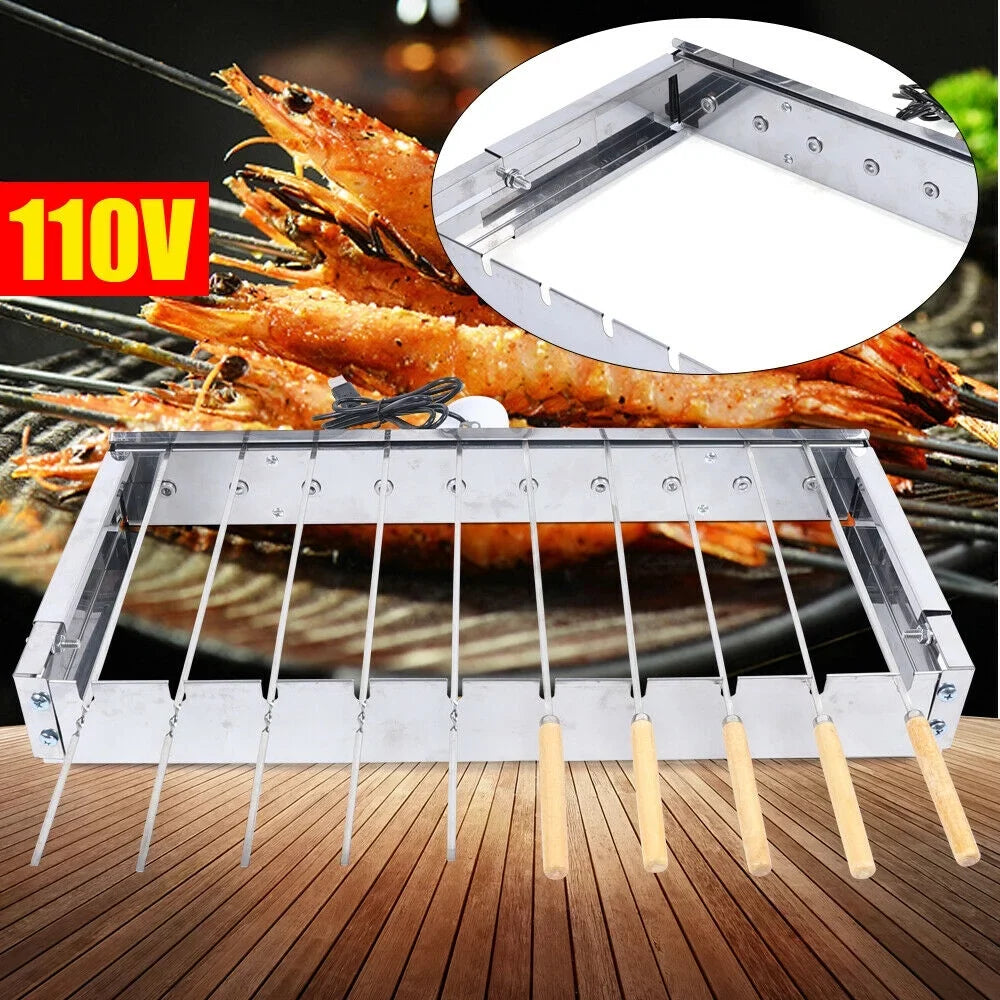 Grill BBQ Rolling Electric Steel Camping for Stainless Automatic Cooking Grill