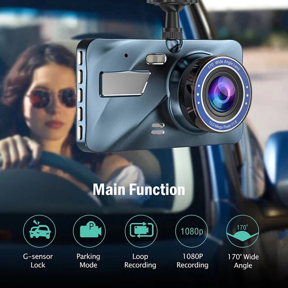 1080P Car Lens Vision Camera Night Recorder DVR 4" Rear Onemayship & Front Dual Dash HD Cam