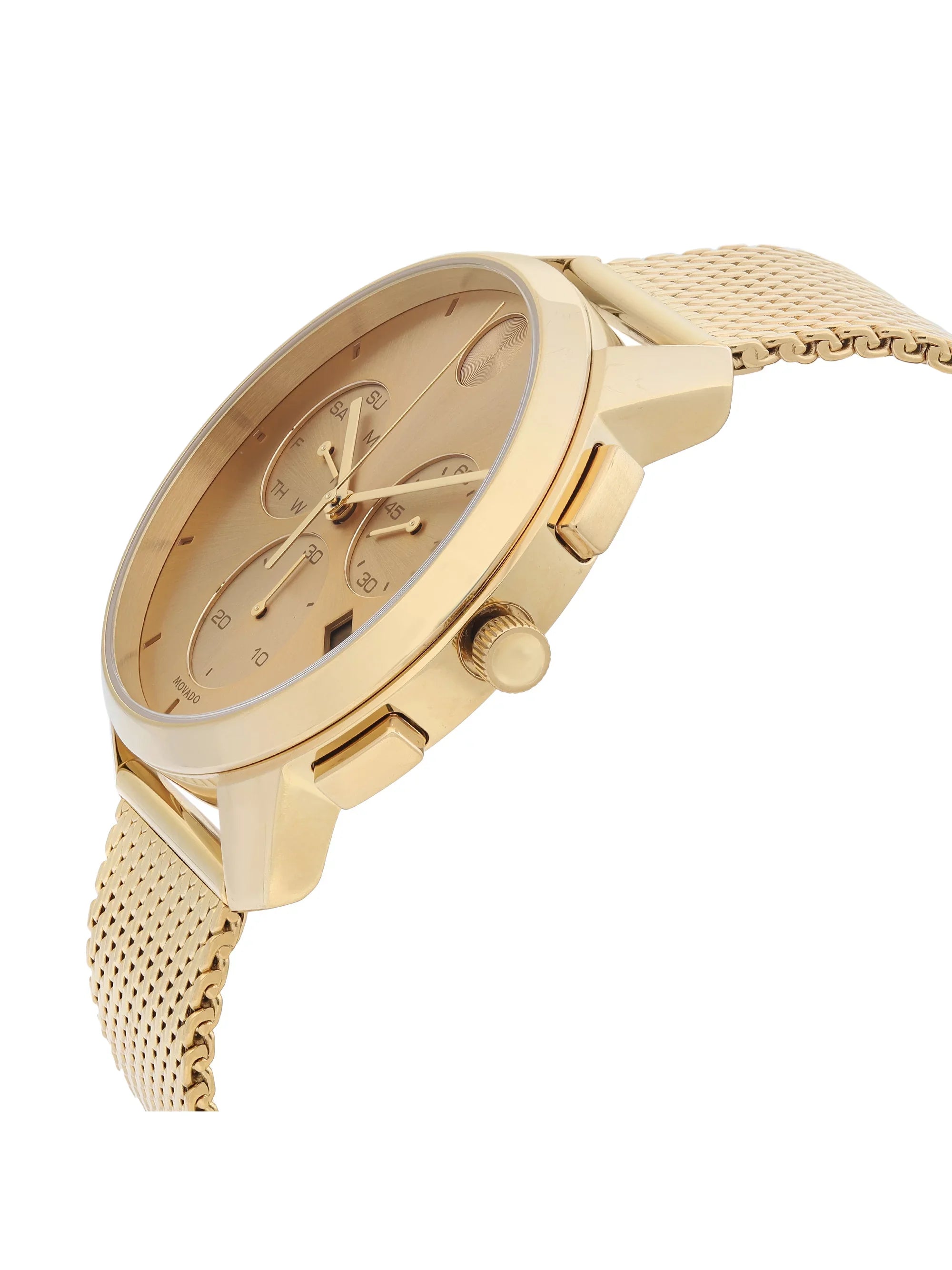 3600634 Bold Steel Champagne Thin Quartz Gold Watch Dial Movado Chronograph Tone