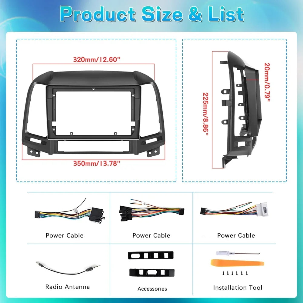 Wireless FM 2+64G Car WIFI Backup GPS Stereo Podofo 2006-2012 for USB Santa-fe Link Android Radio Hyundai Mirror 13 9'' Carplay Hifi,AHD Bluetooth Camera Auto Android