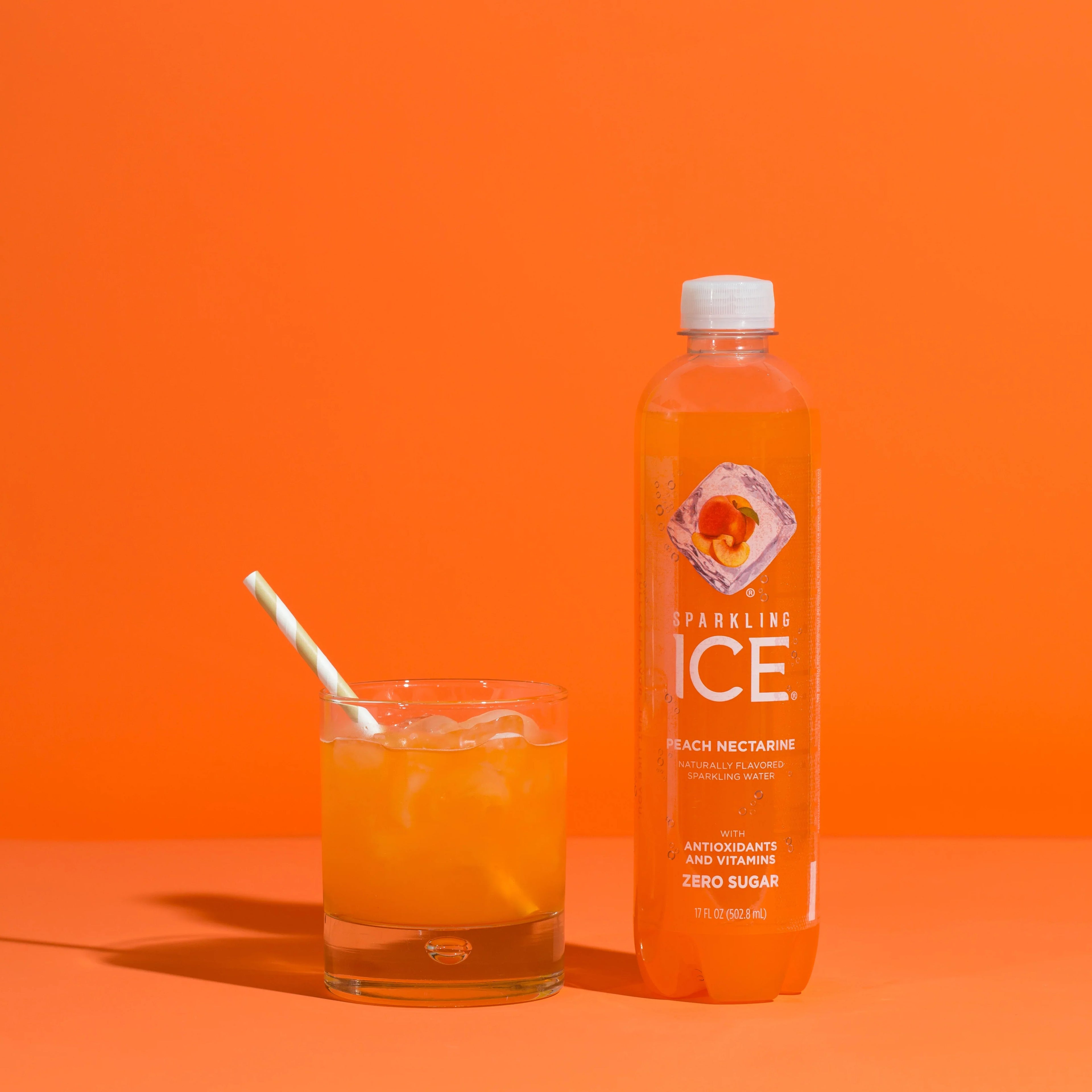Oz, Ice? 17 Peach Sparkling 12) of Flavored Nectarine Sparkling Naturally (Pack Water, Fl