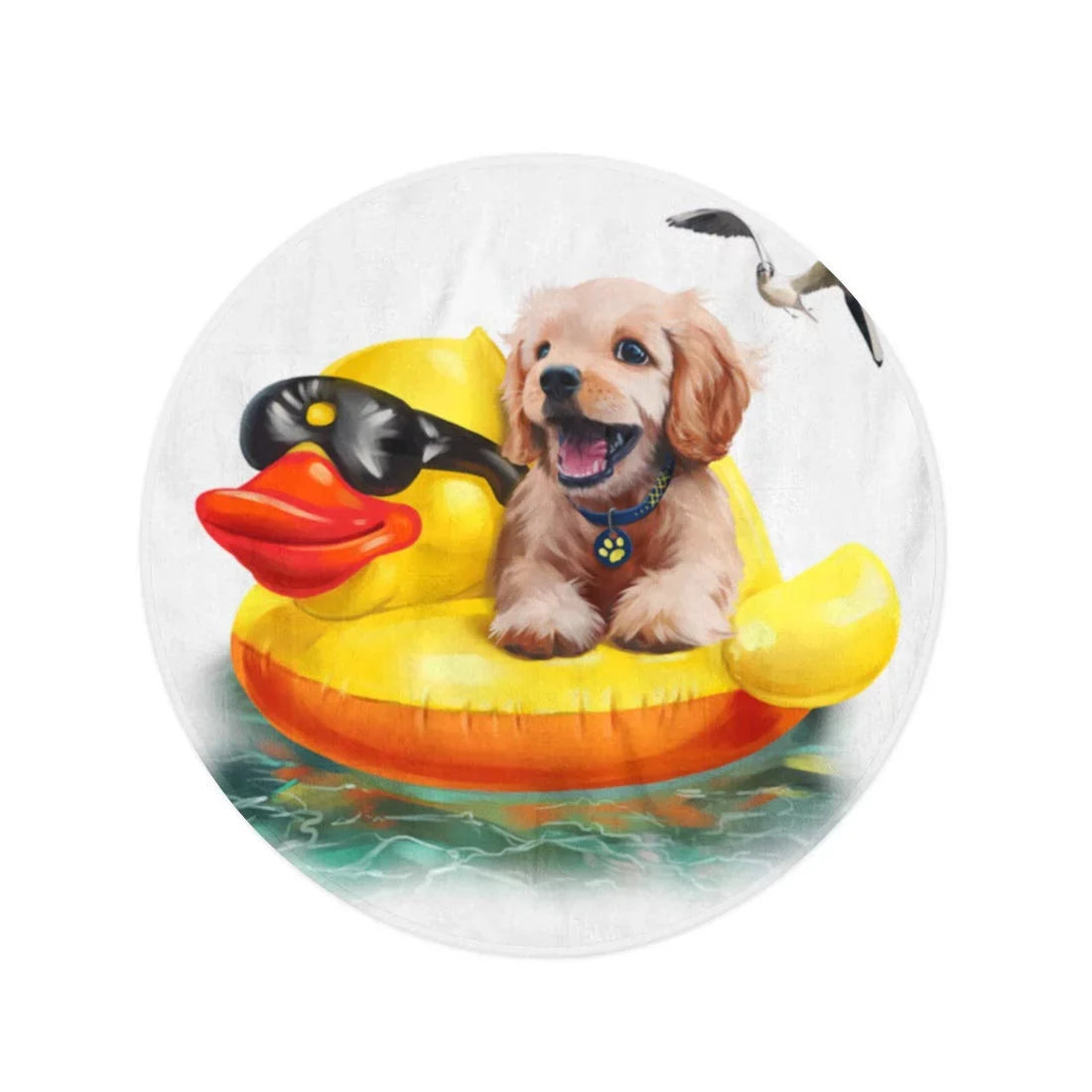 Round Inflatable Circular Blanket Towels Throw Circle Puppy 60 Beach SIDONKU on Drawing inch Towel Labrador Travel Tapestry Watercolor Beach Duck Floats Beach Mat
