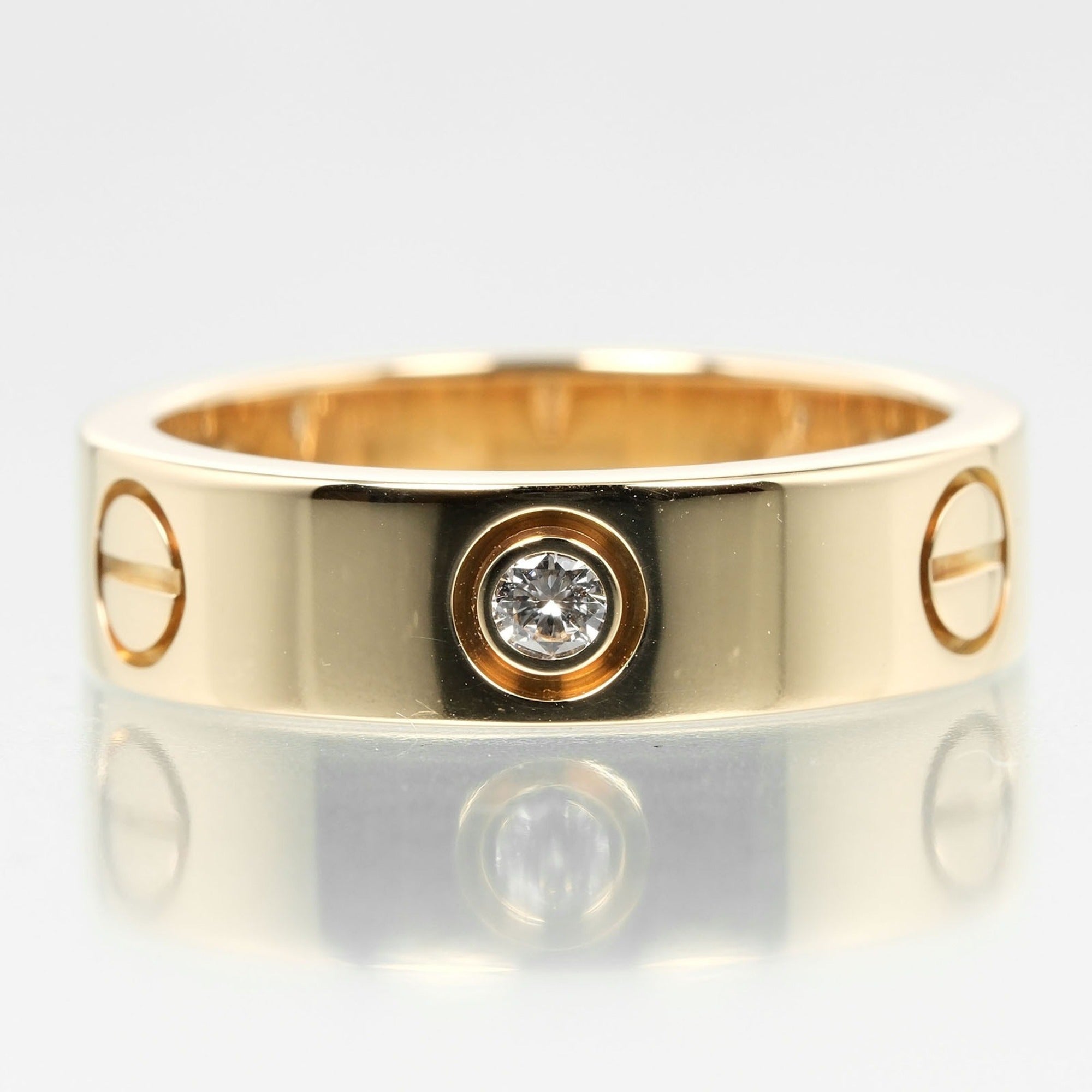 Love (Good) size 15 Pre-Owned diamond, half ring, approx. yellow K18 Cartier 3P, gold, 8.67g, I132124019
