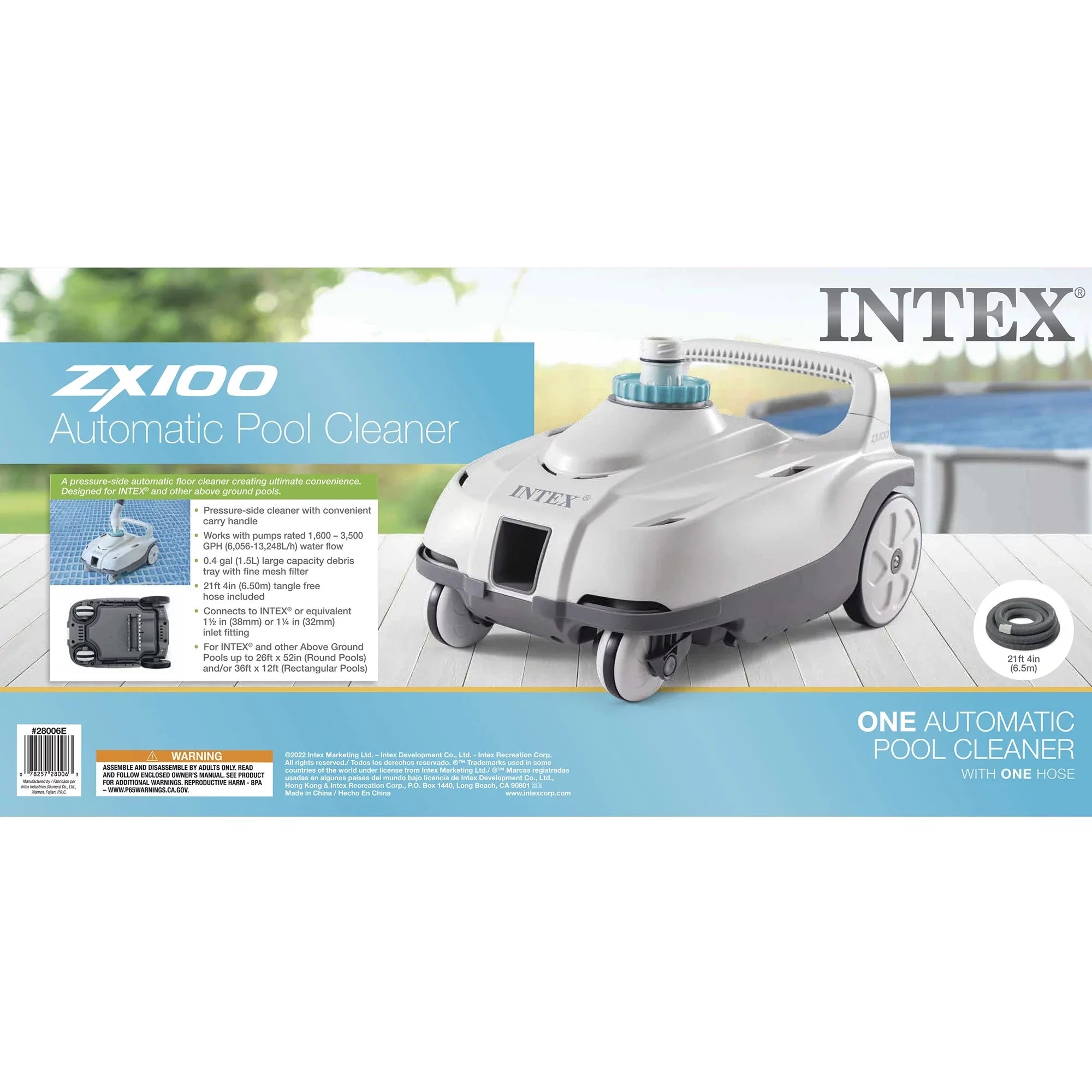 with Pressure Automatic Hose Pool Intex Side ZX100 Swimming Cleaner
