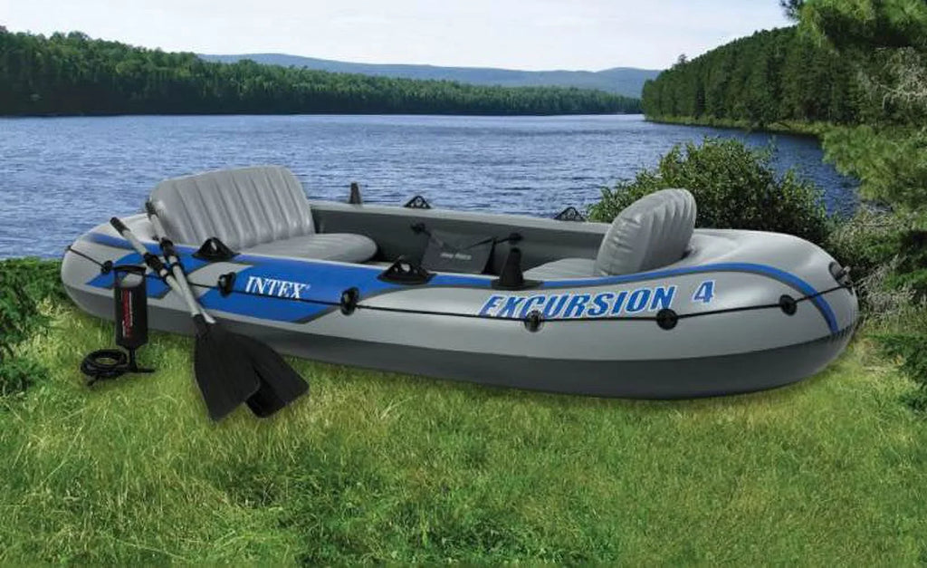 Excursion Pump Pack) (2 Person Intex Rafting 4 w/ Inflatable & Oars Boat Fishing