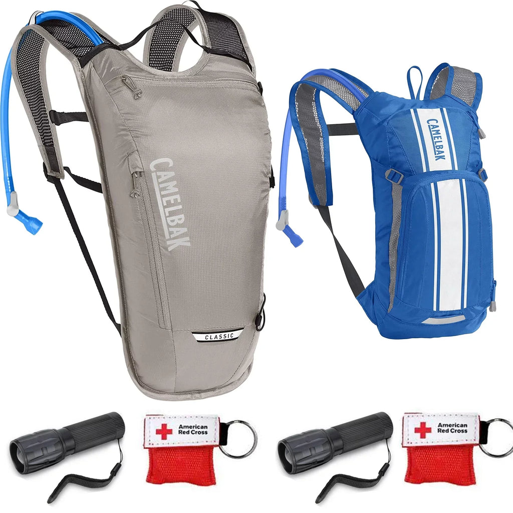 Kit and CamelBak M.U.L.E.( Light Outdoor - Hydration Pack 70oz Bundle Stripe) Aluminum/Black Blue/White 50 Bike for Lifestyle CAMELBAK Classic oz Mini