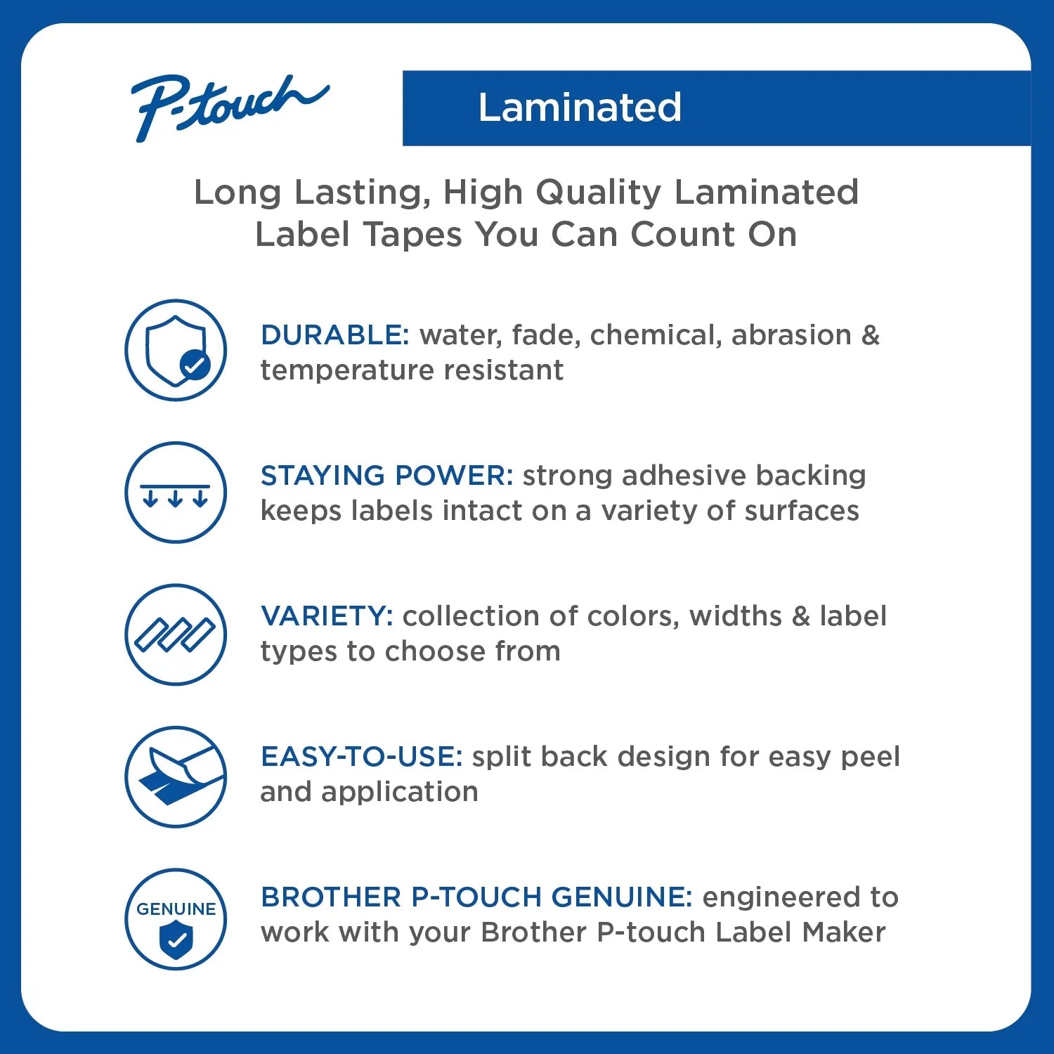White, 2/Pack P-touch 1/2"w, Standard on Laminated Adhesive Tze Labeling Black Brother Tapes,
