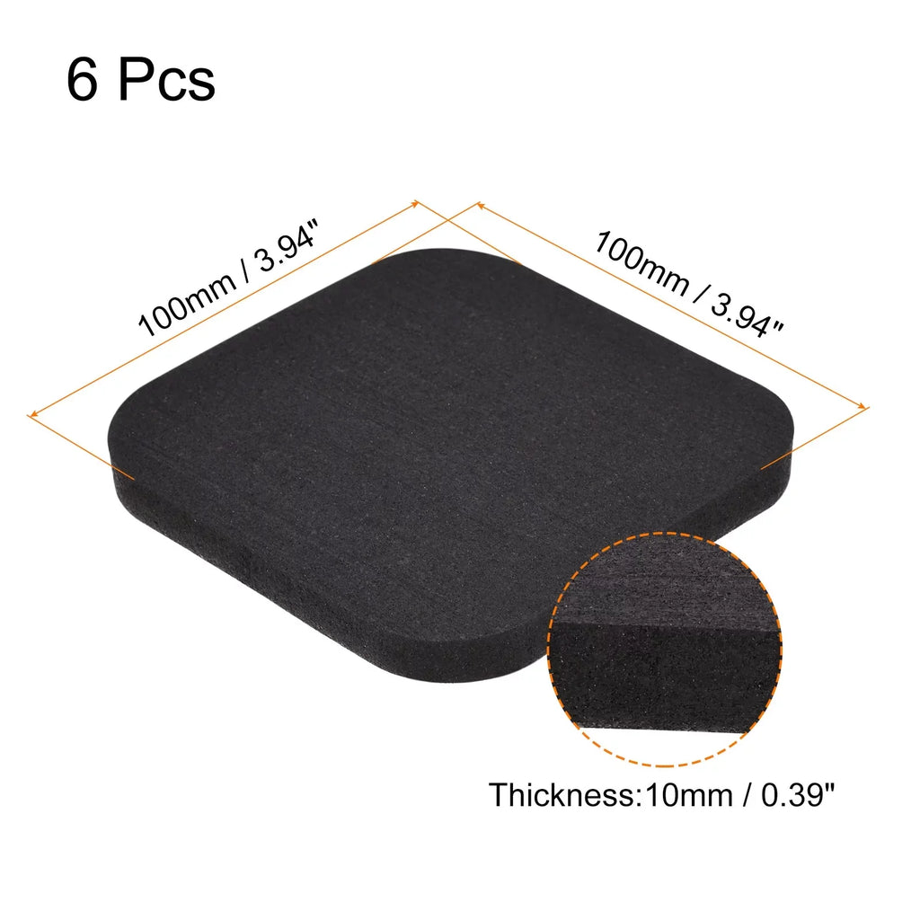 Pack Exercise Equipment for Uxcell Treadmill Mat Sound Mat-3.9"x3.9" Floor Black 6 Protection Reduction,