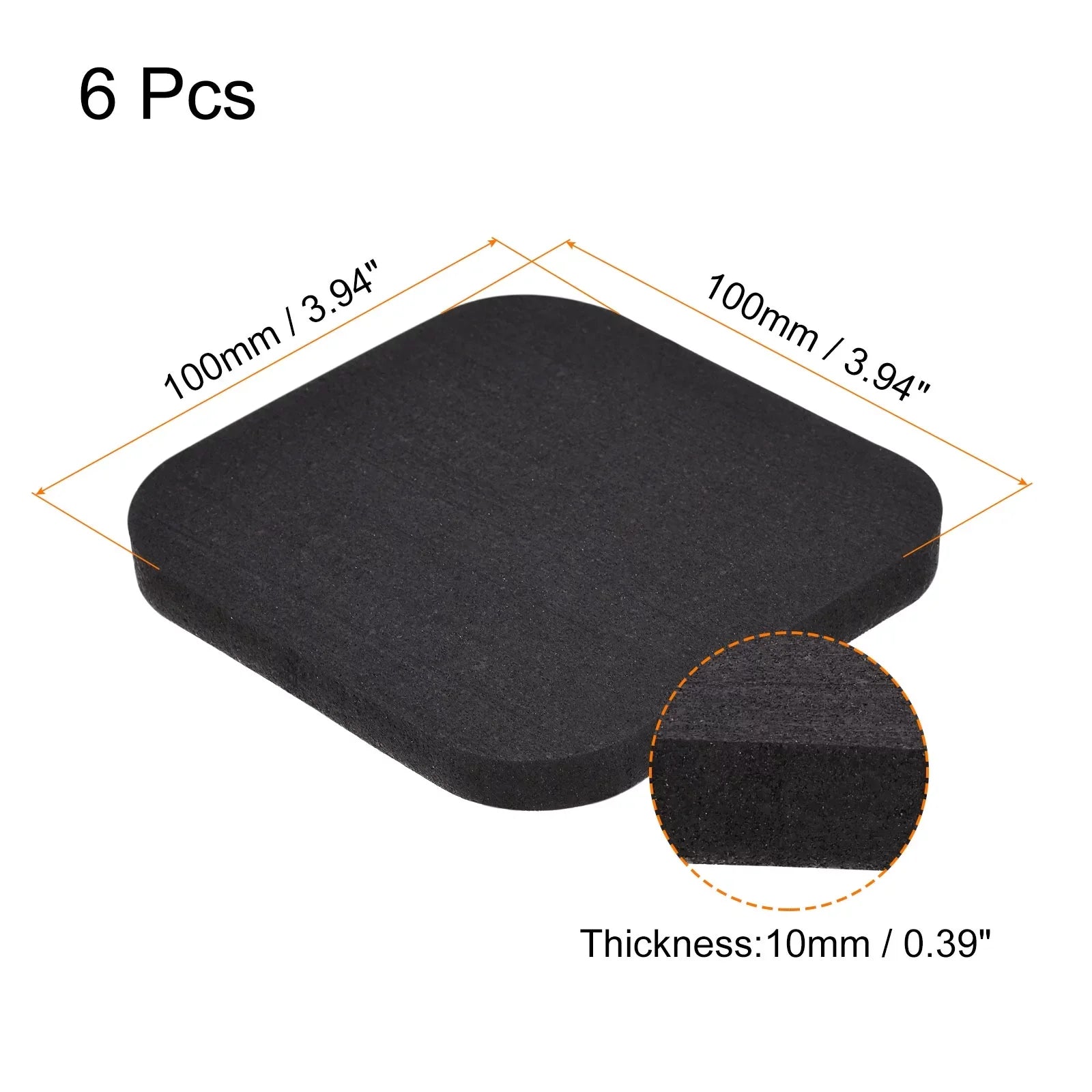 Pack Exercise Equipment for Uxcell Treadmill Mat Sound Mat-3.9"x3.9" Floor Black 6 Protection Reduction,