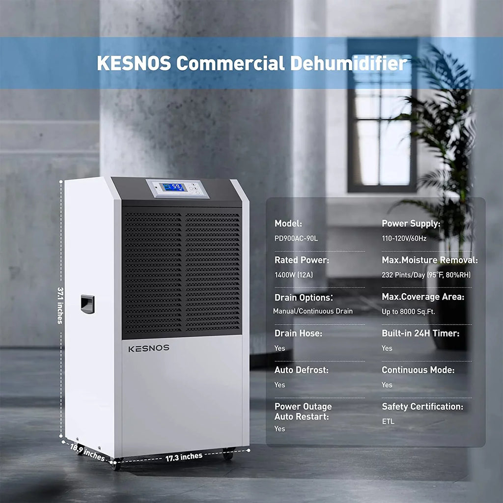 with 8000 Industrial up Ft, Removal Kesnos Dehumidifier Area 232 Drain Commercial for Moisture Dehumidifier Large Hose Pint in Basements to for Sq.