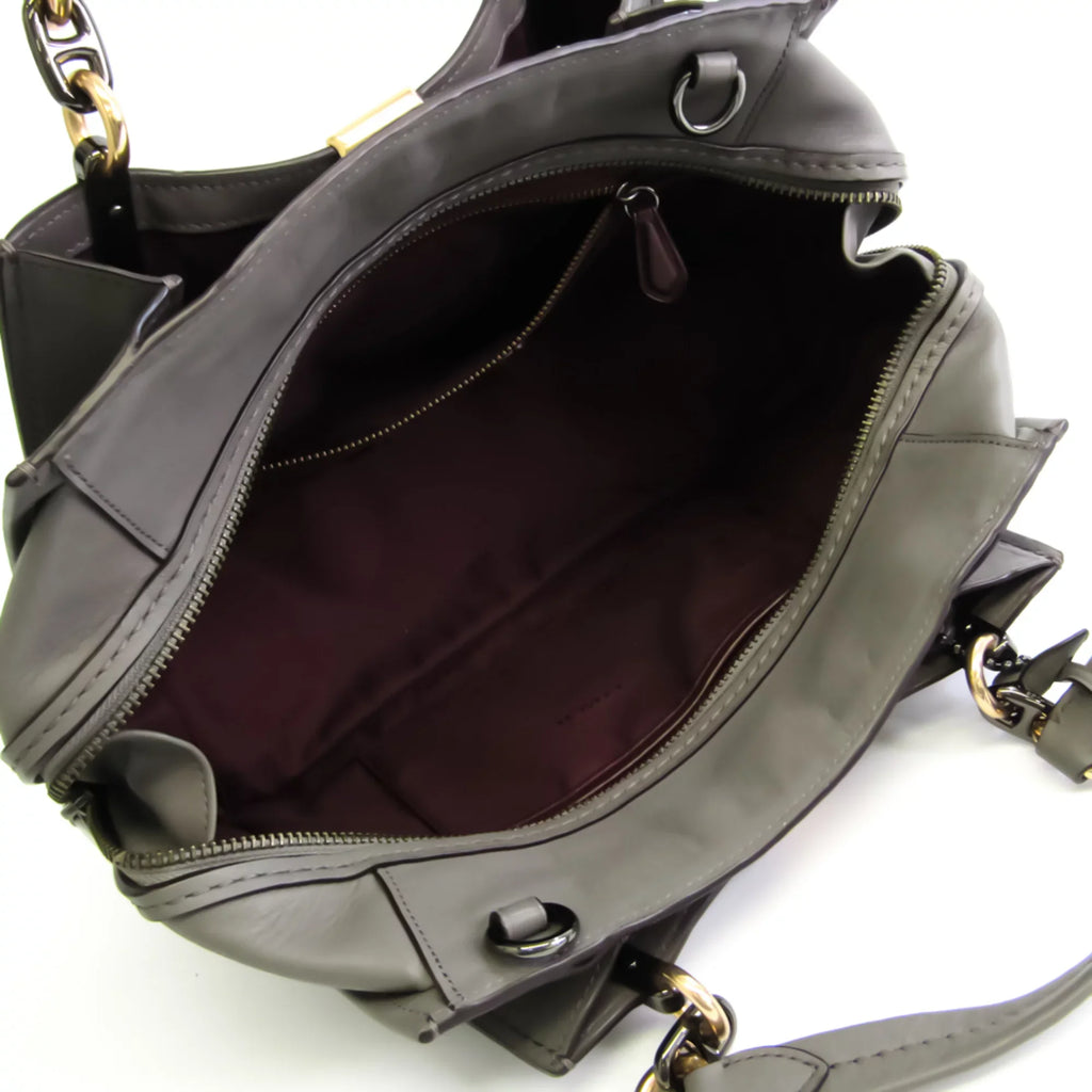 Shoulder (Good) Gray Coach Handbag Leather Bag Womens Pre-Owned