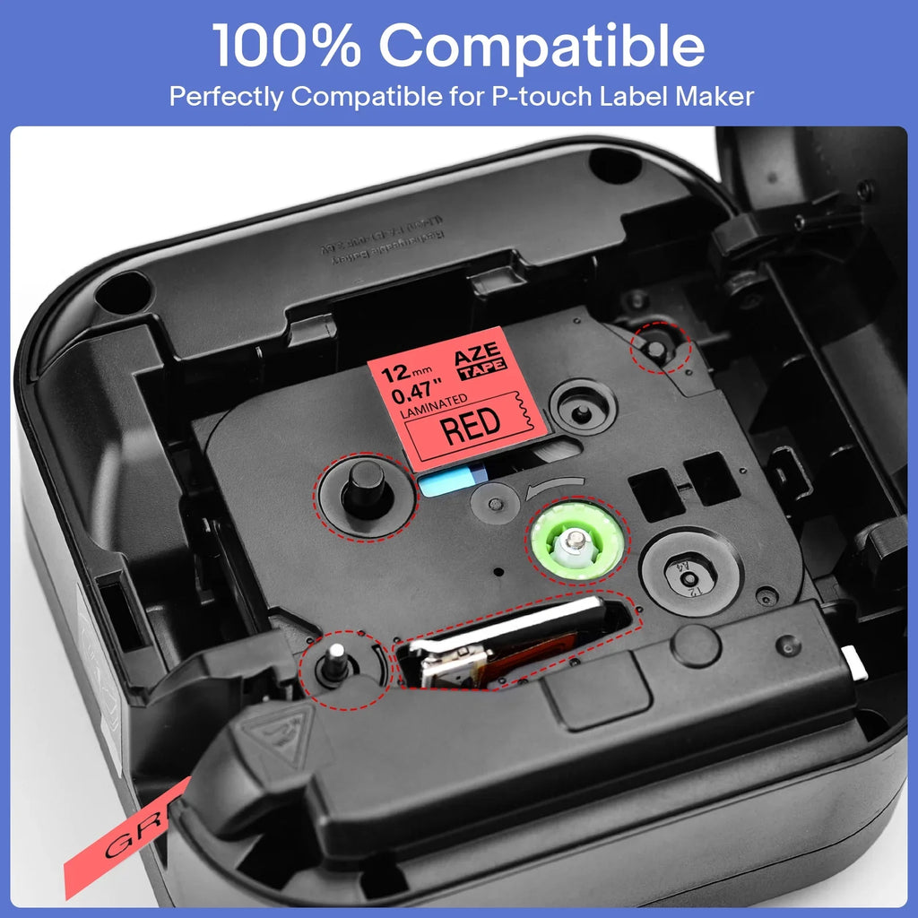 TZ for Red TZ-431 Label Black P-touch GREENCYCLE TZe431 12mm Laminated Compatible TZe-431 8PK TZ431 TZe Tape on Brother
