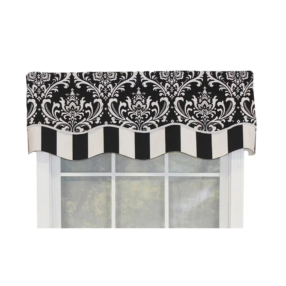 X Layered, Glory Black. Pocket, RLF Trimmed. 16"L Ozbourne Home 50"W Rod 3" Valance