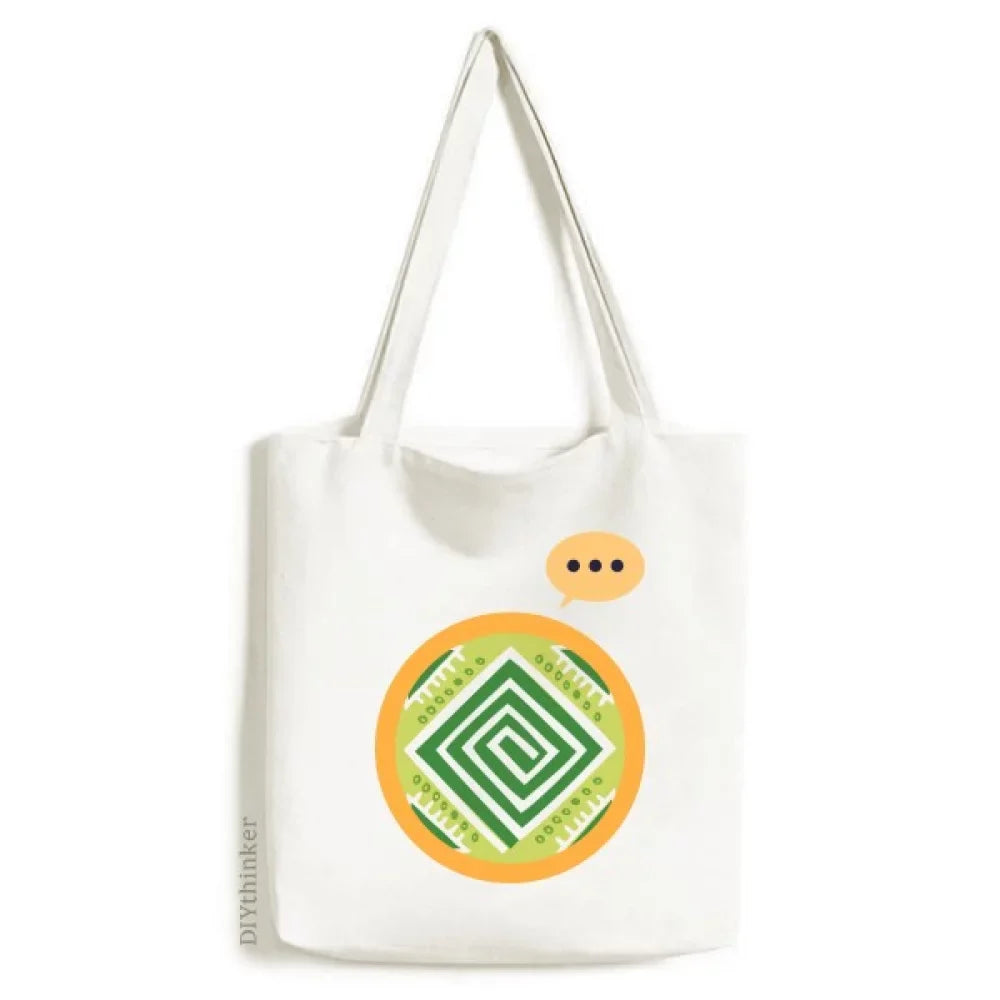 Civilization Totems Green Bag Mexico Squares Canvas Shoulder Tote Expression Sack Ancient