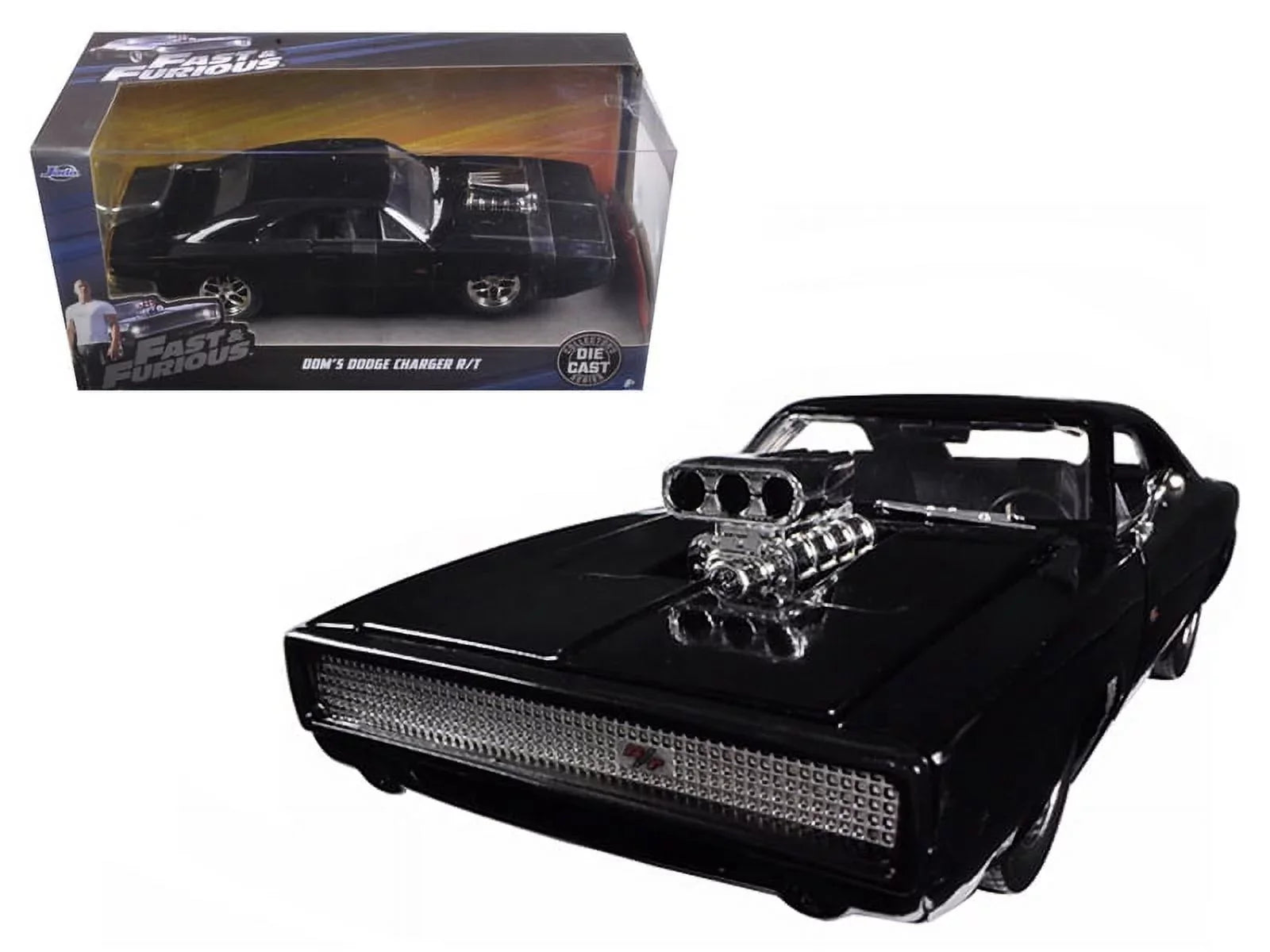 (2015) 1/24 & "Fast Dom's Movie Charger 1970 Black 7" R/T Jada Dodge Model by Car Diecast Furious