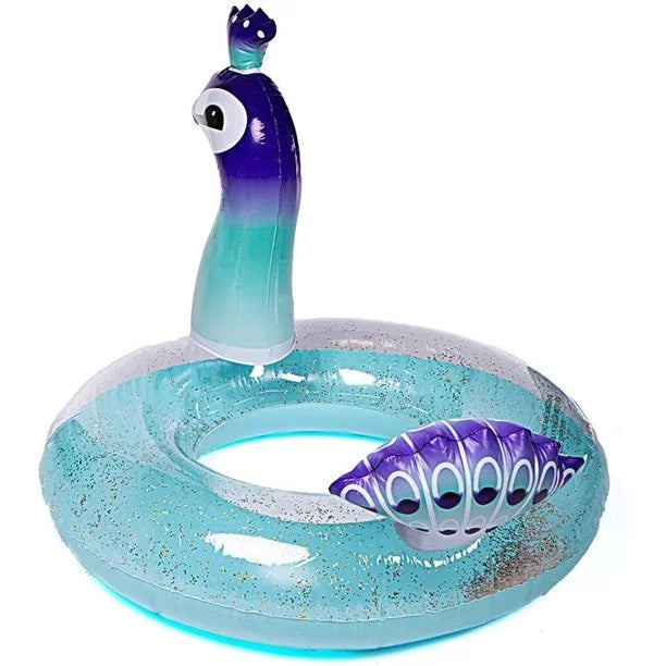 with Floaties Water Valves Raft Party Fast Fun Beach Float Inflatable Swim Decorative for Glitter 48 Pool Game Lounge Toys Designed | Peacock Inch Kids Malai