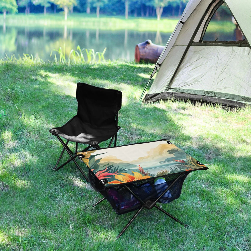 Fishing Outdoor Portable Travel BBQ with Bag Leaves Picnic Folding Landscape Table Storage for Camping Compact Beach Table Table Palm