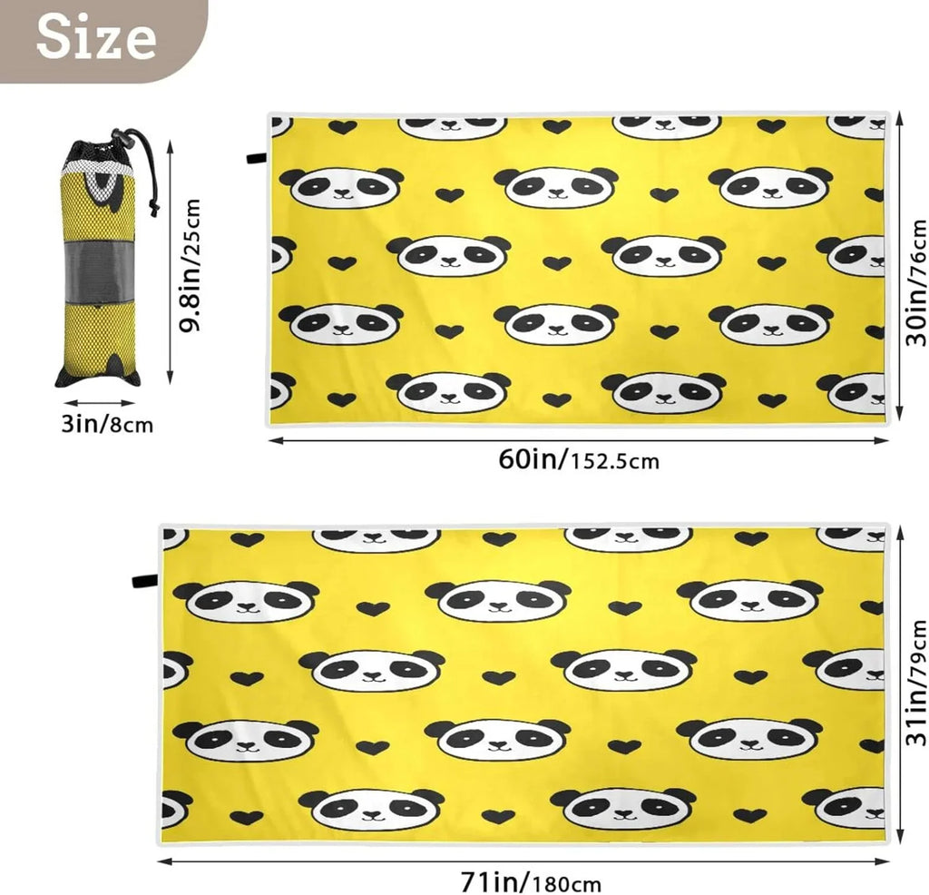 30¡±X60¡± Sand Bestwell Thin Panda Multipurpose Dry Towel Microfiber Towel Towel Swim Bath Lightweight Towel, Oversized Beach Yoga Free Pool Blanket, Quick Shower