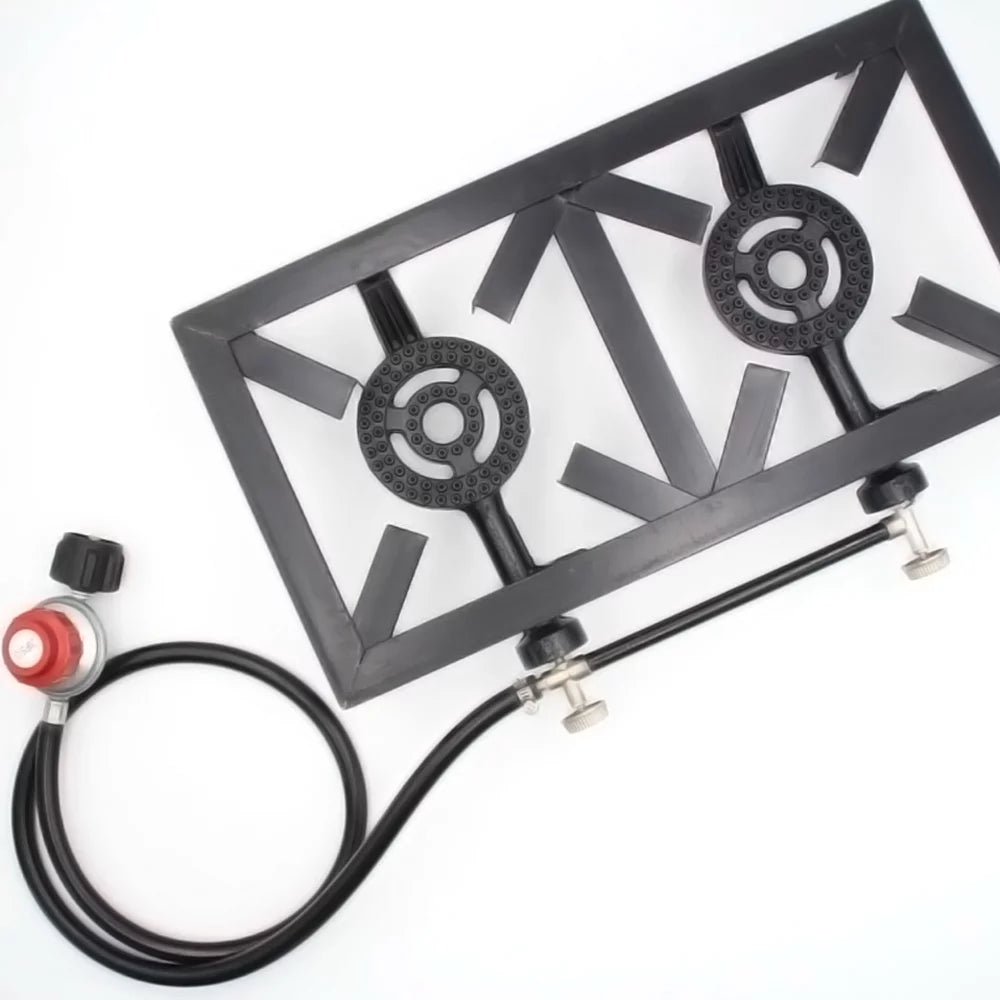 OWSOO Cast Double Propane (Standard), Iron BBQ Gas Camping Furnace Patio for for Excursions Stove Cooking