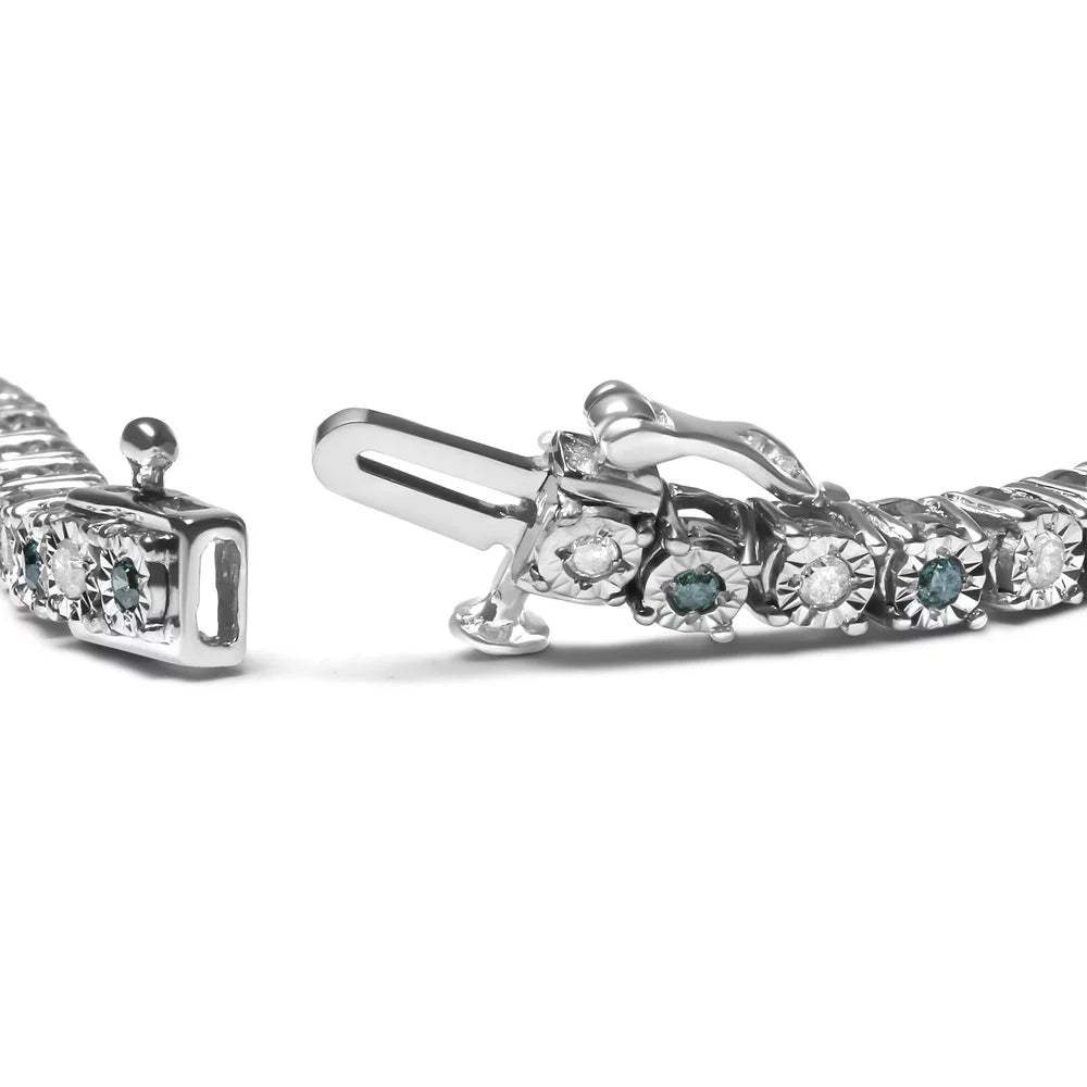 Silver Box Treated Green of I-J Clasp (Green - .925 Inches Tennis and Cttw Haus Clarity) Brilliance Round Diamond with Diamond Alternating and Womens Sterling cut White I3 1.0 7" Size Bracelet Color,