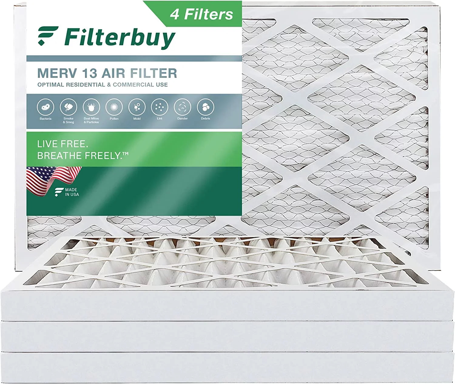 (4-Pack) Filters Air 12x36x2 AC Filterbuy MERV 13 Pleated HVAC Furnace