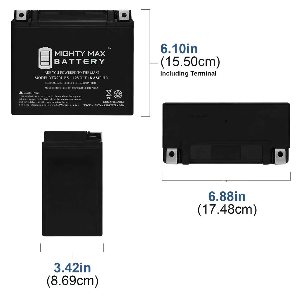 Replacement YTX20L-BS for JS550 82-85 Battery Kawasaki Jet Ski 550cc