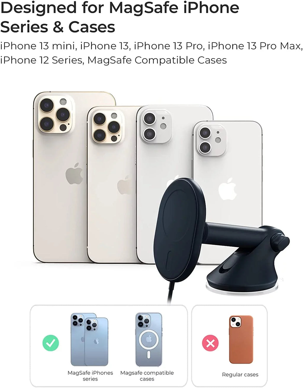 Wireless Black, Plastic Mount, Velox Dash Windshield MagSafe & Compatible Magnetic iOttie Charging
