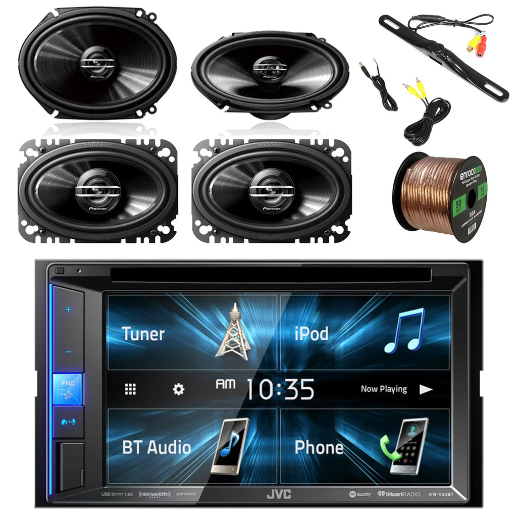 Stereo SPKR(Pair) Pioneer SPKR BT Pyle 16G Plate View License 2DIN JVC Receiver KWV140BT Color 2-Way 50' Rear 250W & Car Car Enrock 2-Way SPKR(Pair), Pioneer Camera, with 4x6 Wire Mount 200W 6x8"