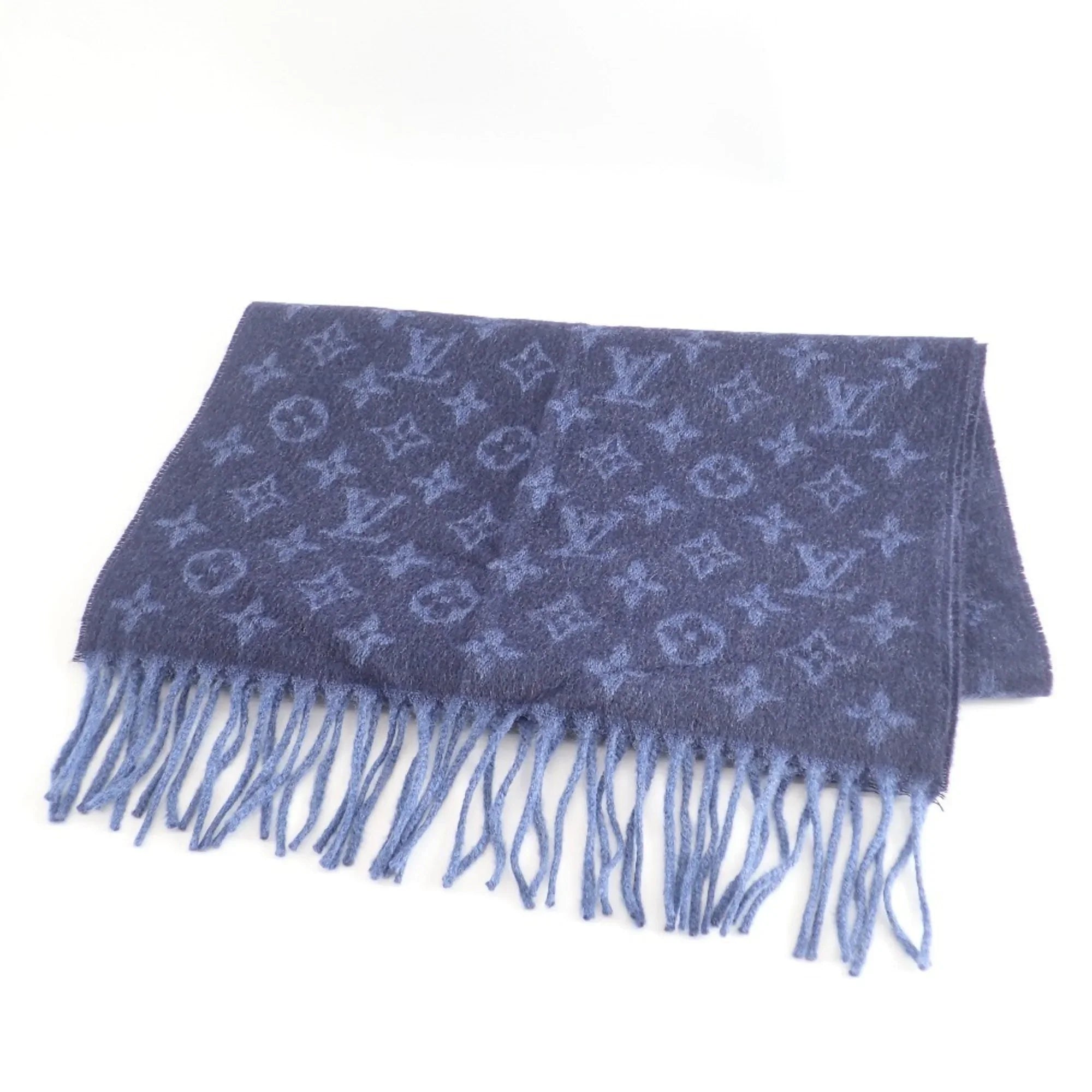 Scarf M70257 Monogram Blue (Good) Gradient Pre-Owned Men's VUITTON LOUIS Marine