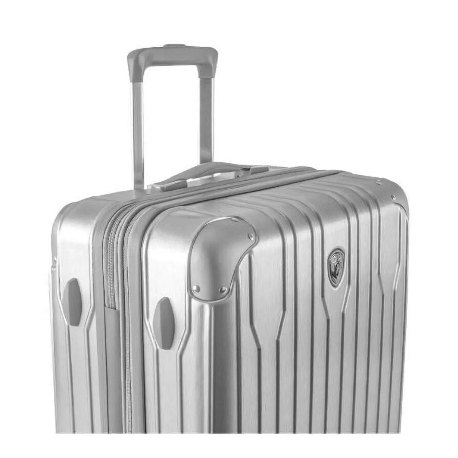 System Lightweight, Carry-On Silver with Lock, Handle Spinner TSA Expandable, Xtrak Heys Wheels Telescopic Luggage 21-Inch Combination