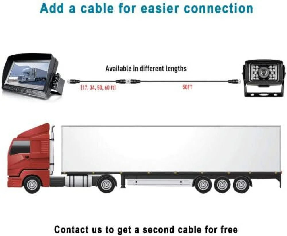 Semi Back 7" Up Waterproof ZEROXCLUB Vision 1080P Camera Truck HD Monitor Bus RV Wired for BY704 Night Trailer Kit Camera Rv Backup Box