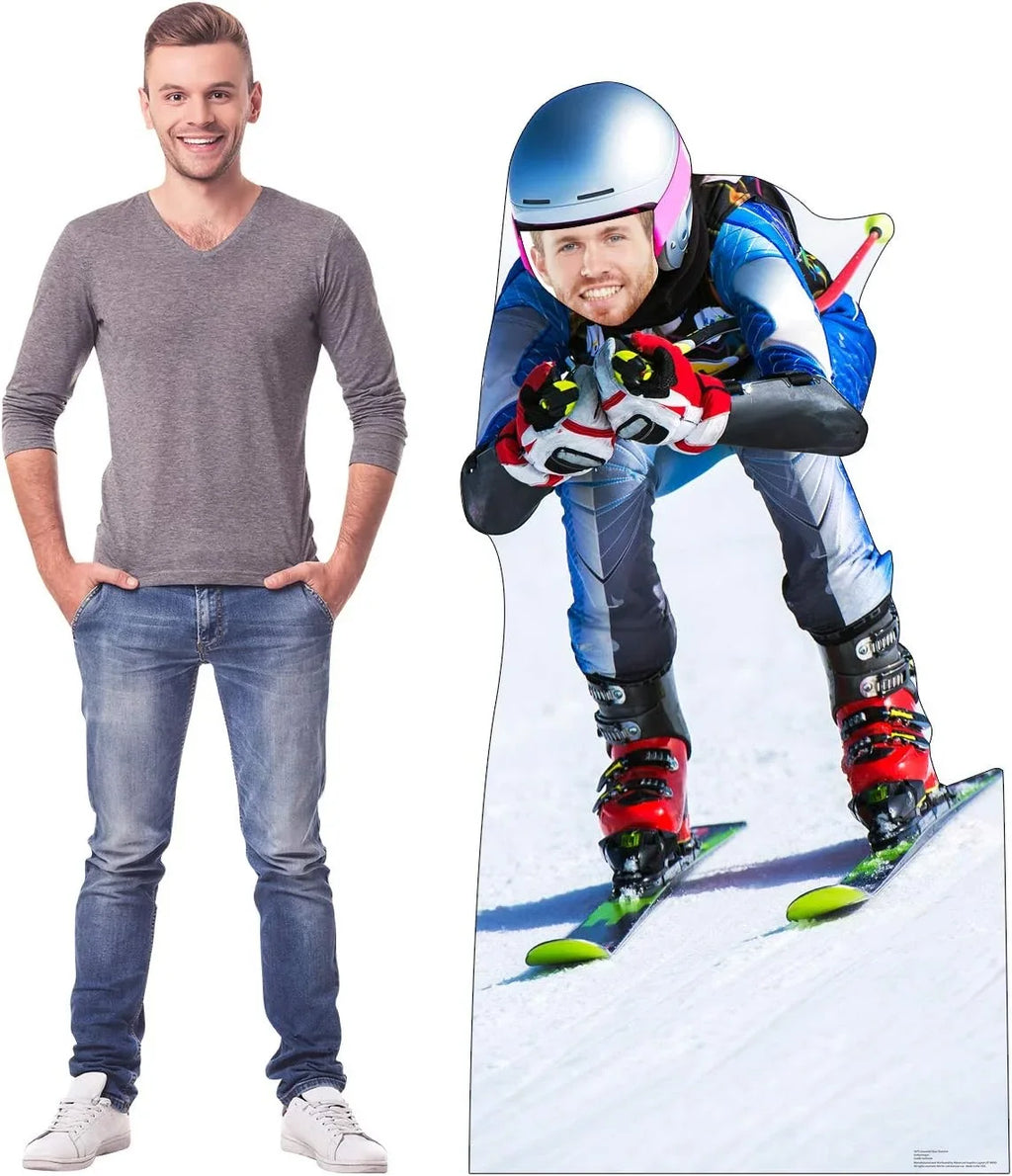 Size Cutout Skier Stand-In Cardboard Life Standup Downhill
