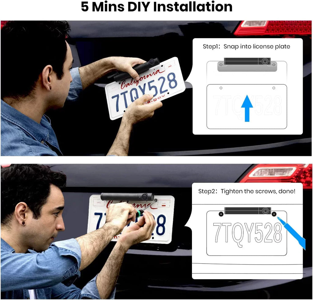Solar Channel 2 Panel Trucks Trailers Back License Camera Rear Wireless with Auto-Vox Plate (TW1) Wireless Campervans, Camera View for Solar Up for Backup