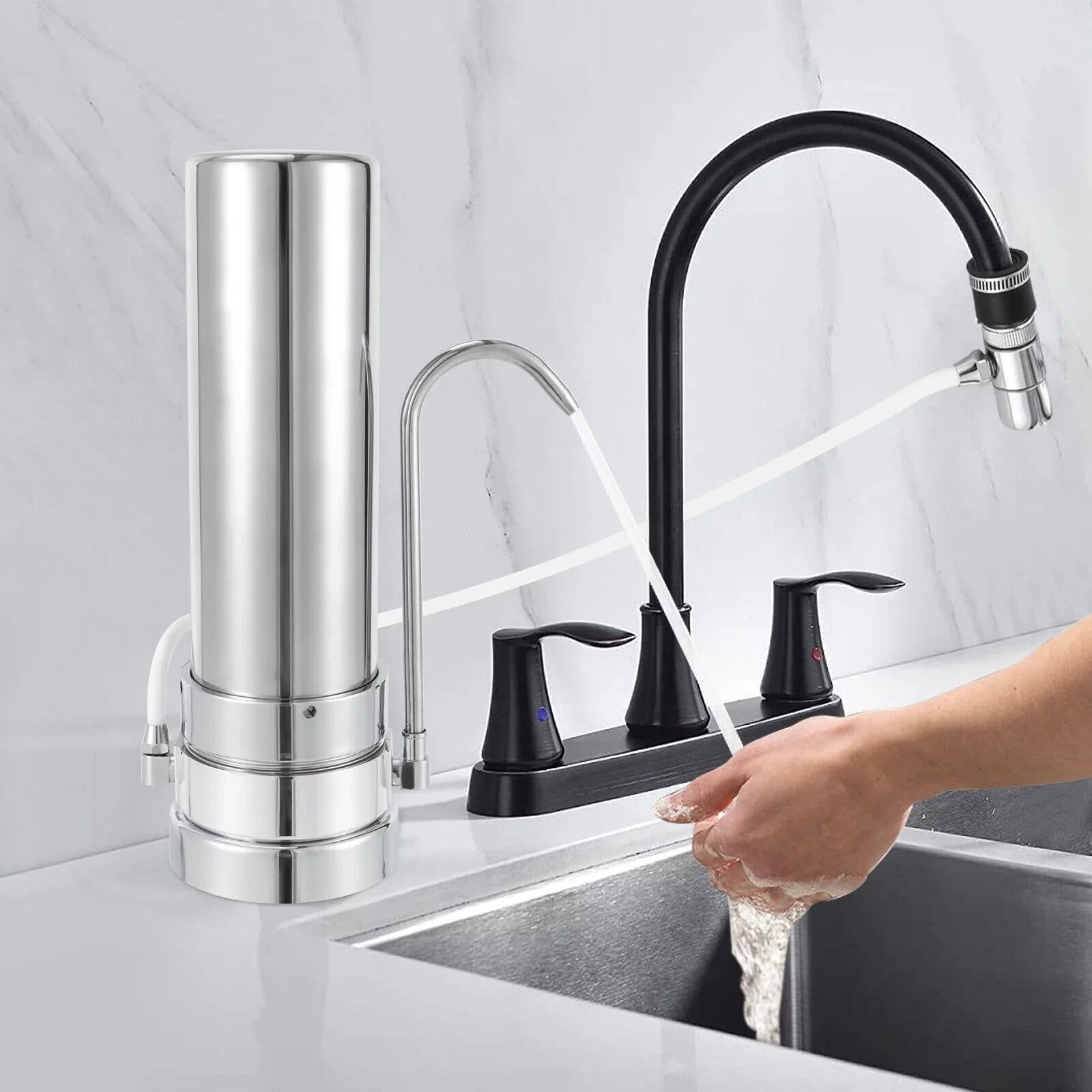 Filter Filtration Countertop Sink Water System Stainless Silver Drinking Tap Filter