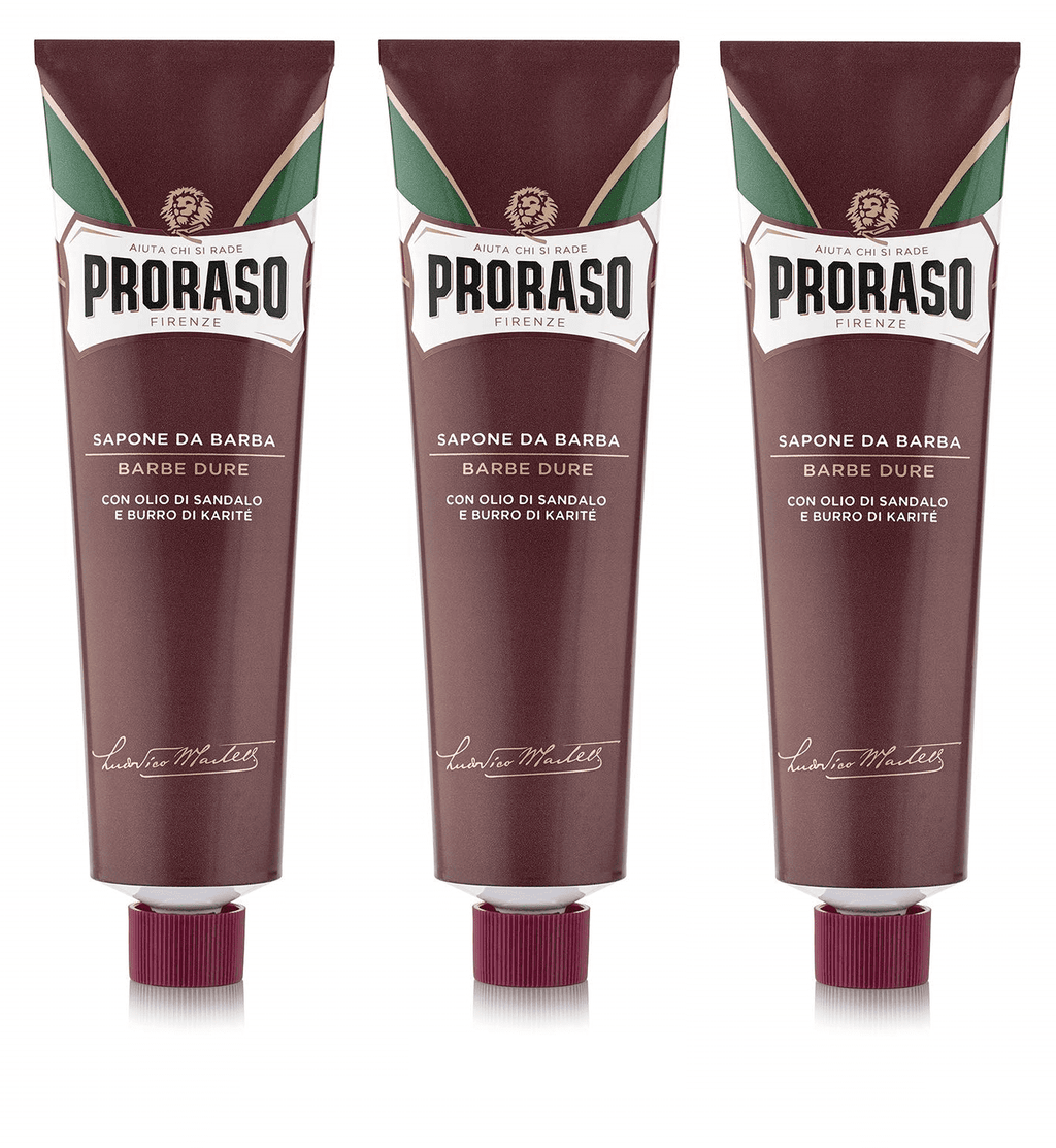 Butter 150ml - Barba Sandalwood RED for Cream Sapone in Soap Beard Coarse Proraso Shaving 3 Pack Da tube Shea