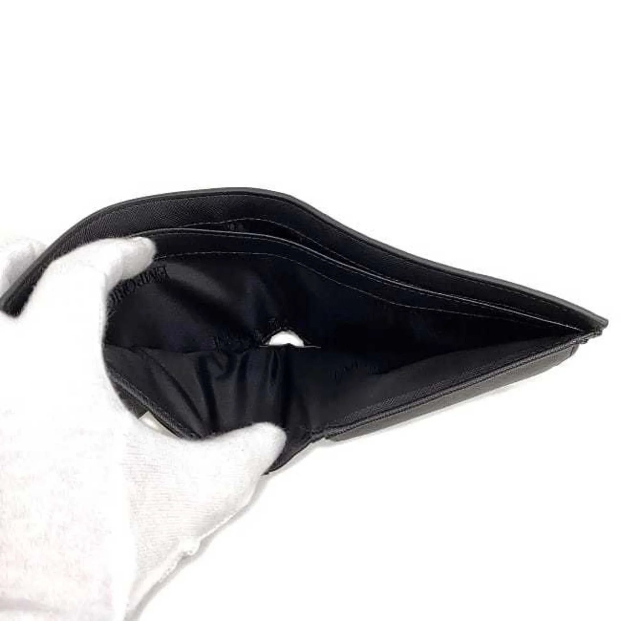 black Y4R165 Pre-Owned (Like folio New) Emporio white EMPORIO ARMANI Armani wallet men's leather