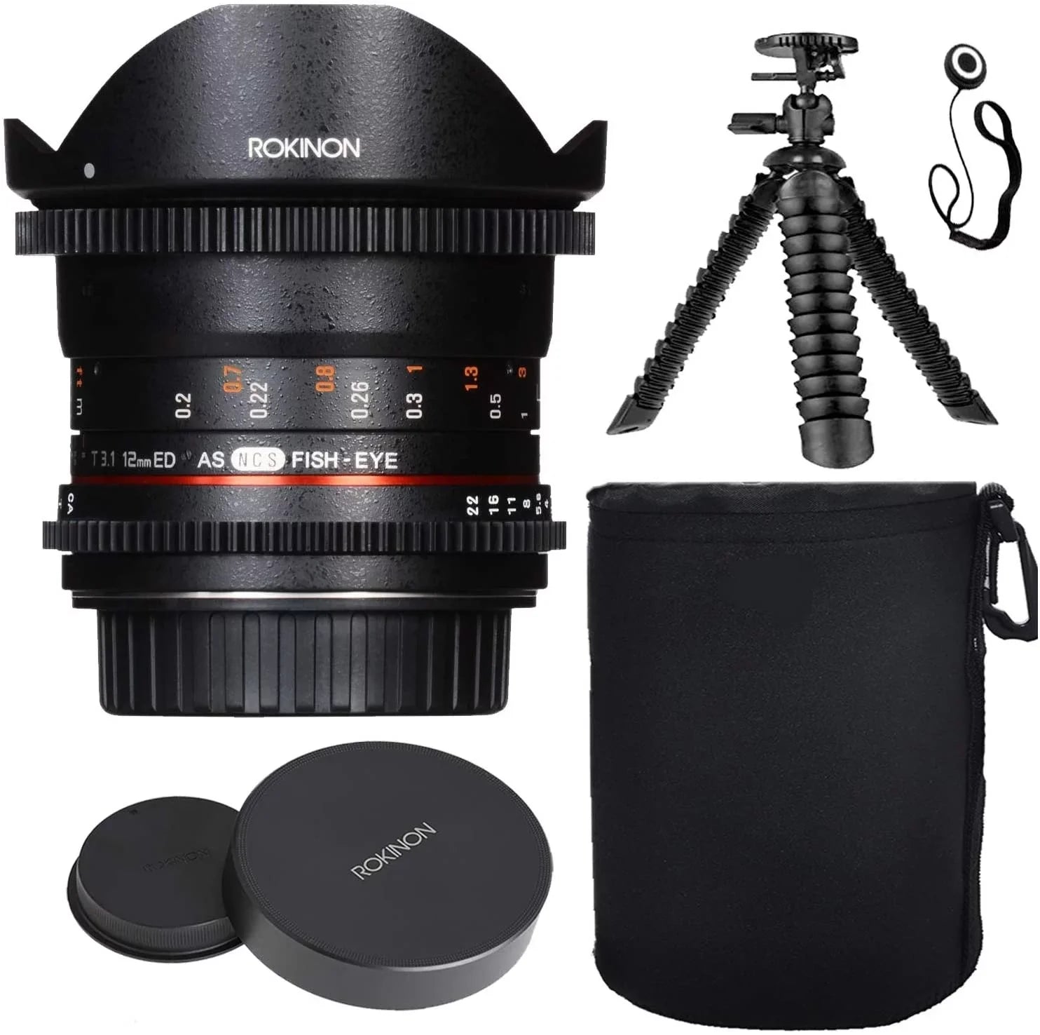 T3.1 Lens + Other Lens Fisheye Spider Tripod & w/Lens Hood A Case, Frame Full Rokinon Sony Cine DS 12mm Bundle Flex Accessory for Protective