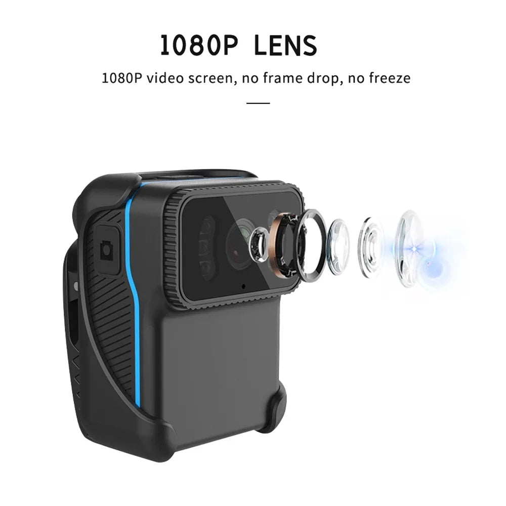 Built-in Night Vision, Wide Video 1080P Camera, Clip Action Backside Recording, Lens, Angle Battery, Video Waterproof, Loop Microphone, Andoer Camera, WiFi