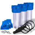 Whole 10" for Housing PACK) Water System, Mounting Standard Port, Transparent House Filtration Hardware Brass (3 3/4 Included!