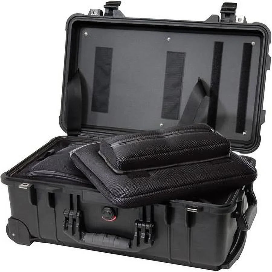 Black 1510LOC Wheels, TSA Overnight Case Laptop Watertight with Hard