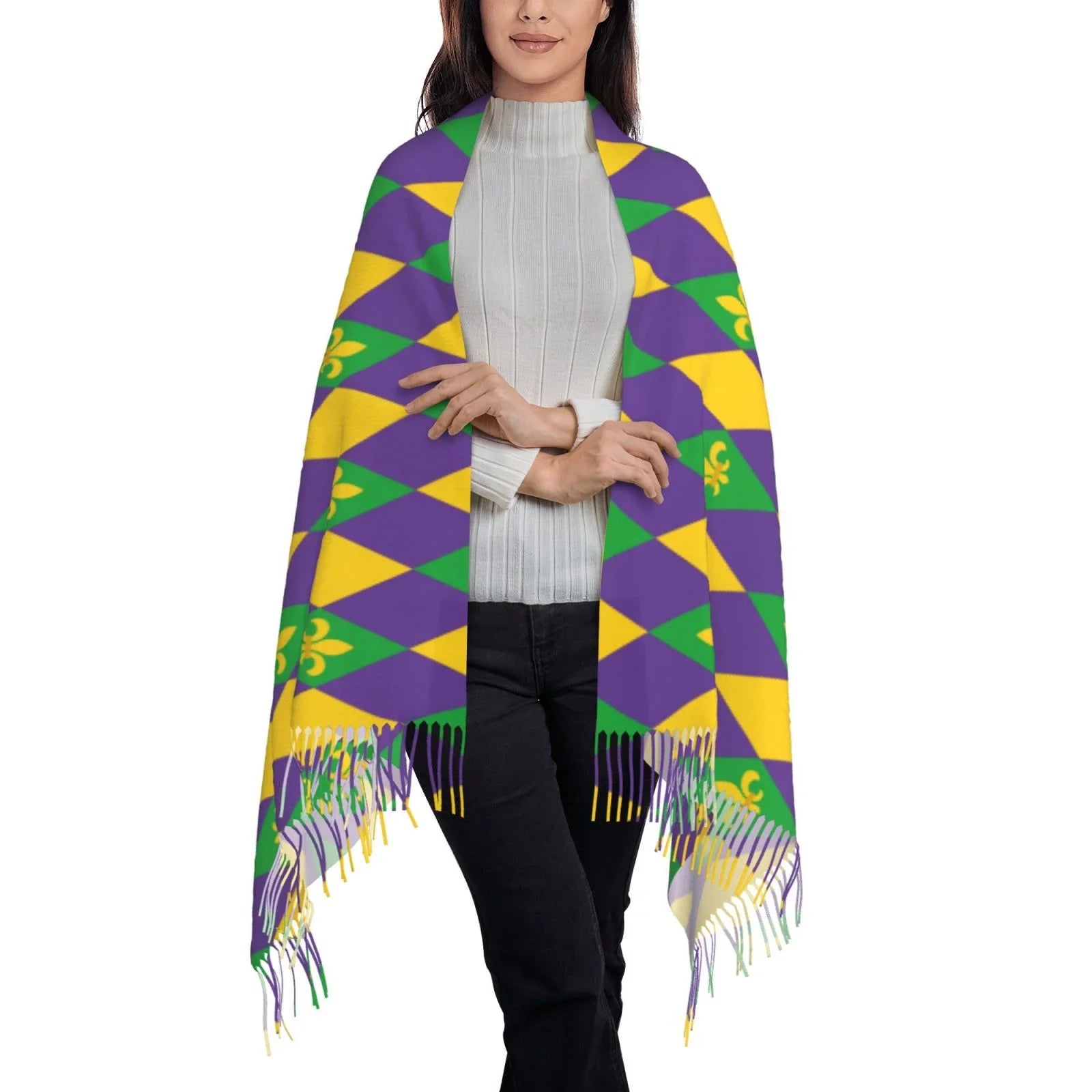 Women Scarves Feel Cashmere Bingfone Winter Gras Gifts- Warm Print Large Soft Mardi Scarf For Art Wrap Elegant Shawl
