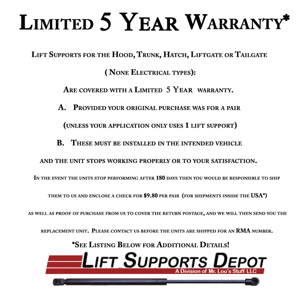 Qty 79 Ford select: Fits Lift DODGE GRAND Supports 93 Trunk Fits by MERCURY 1976-1977 Mustang 2 4686 to Spoiler Made Arm ASPEN, Strong MARQUIS 1983-1986 W/